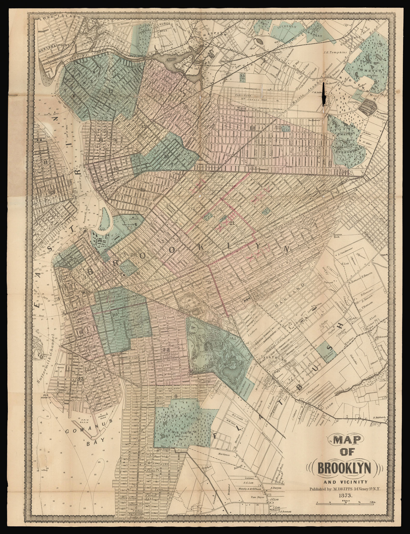 DRIPPS, Matthew Map of Brooklyn and Vicinity.