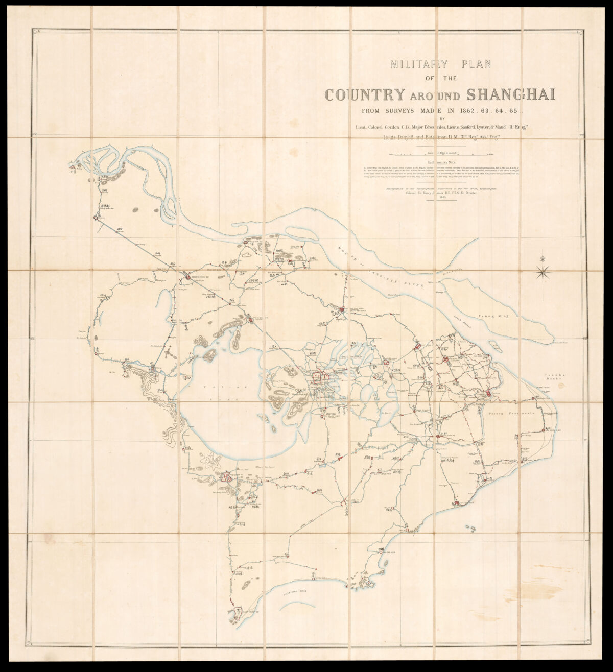 GORDON, Lieutenant Colonel Charles George Military Plan of the country around Shanghai