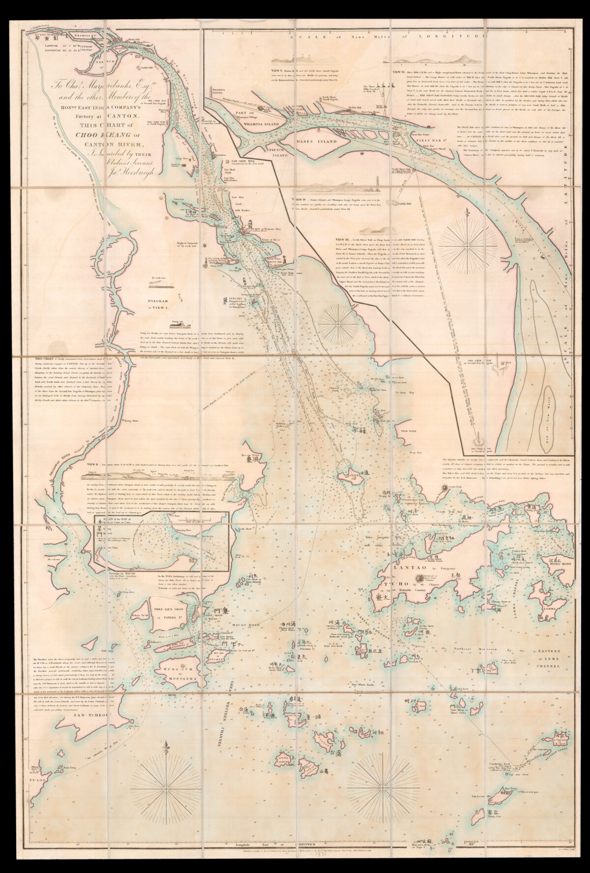 HORSBURGH, James To Chas Marjoribanks Esqre and the other Members of the Honble East India Company's Factory at Canton. This Chart of Choo Keang or Canton River, Is Inscribed by Their Obedient Servant, Jas Horsburgh.