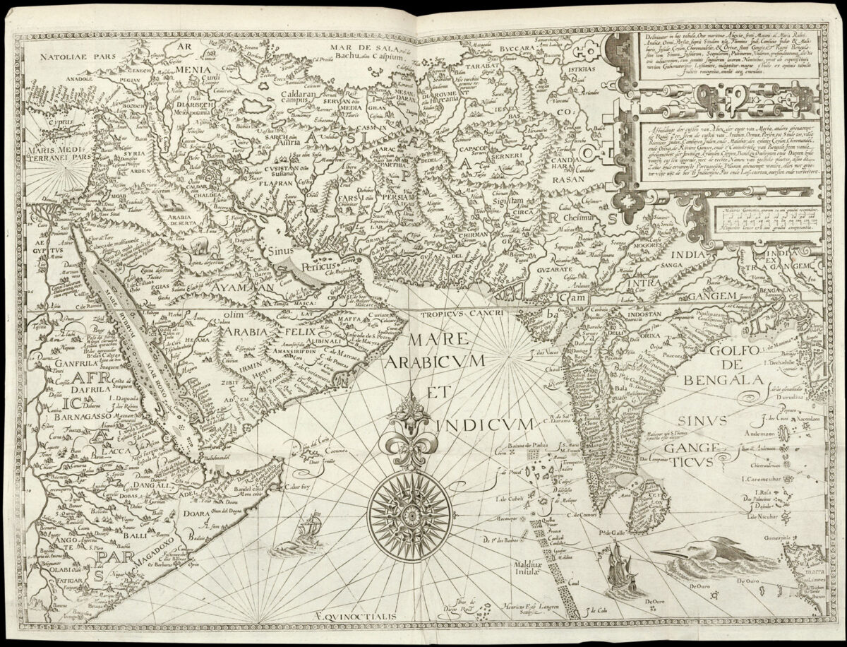LINSCHOTEN, Jan Huyghen Histoire de la navigation de Jean Hugues de Linschot Hollandois: aux Indes Orientales contenant diverses descriptions des lieux jusques à present descouverts par les Portugais: observations des coustumes & singularitez de delà, & autres declarations …