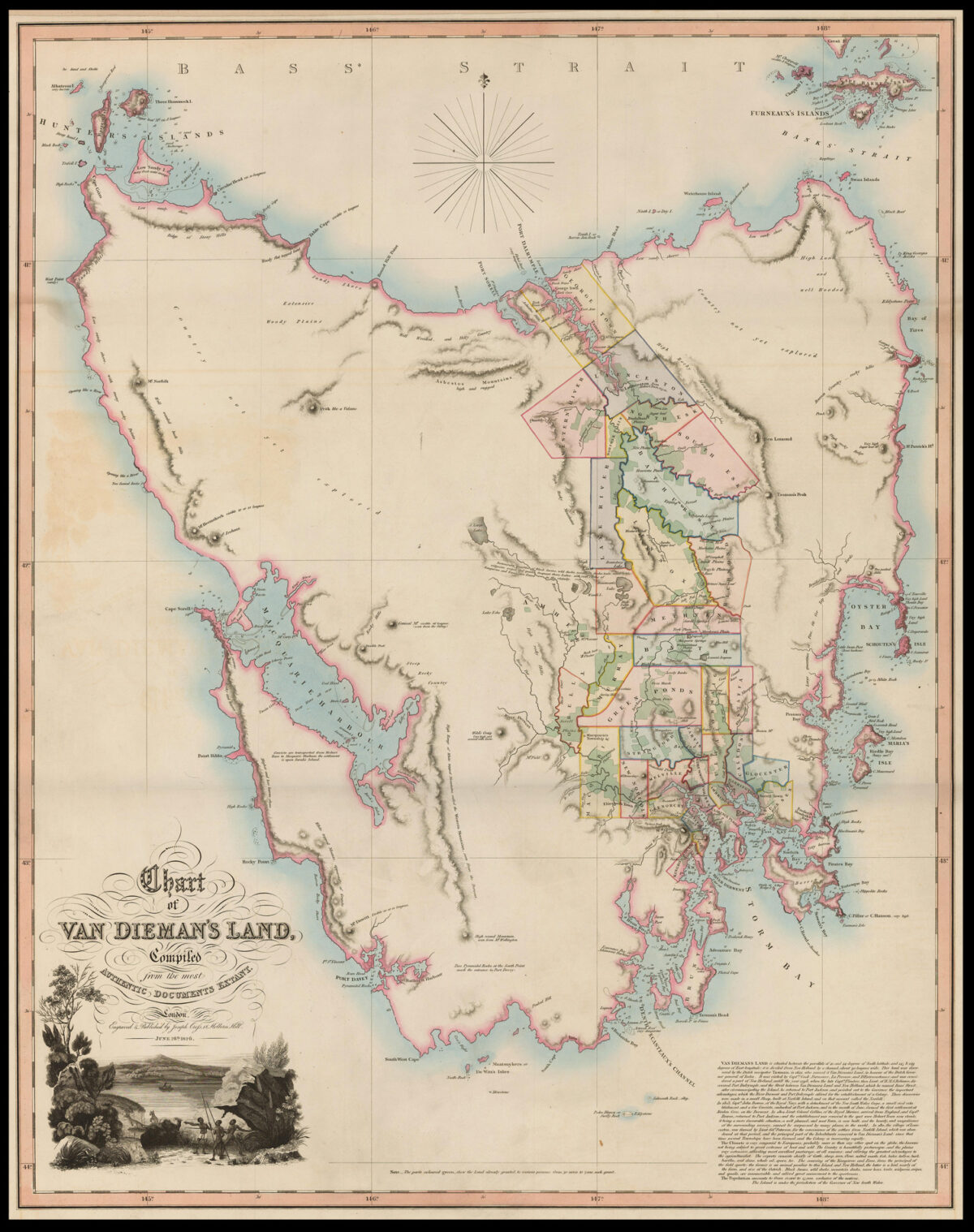 CROSS, Joseph Chart of Van Dieman's Land Compiled from the most authentic documents extant