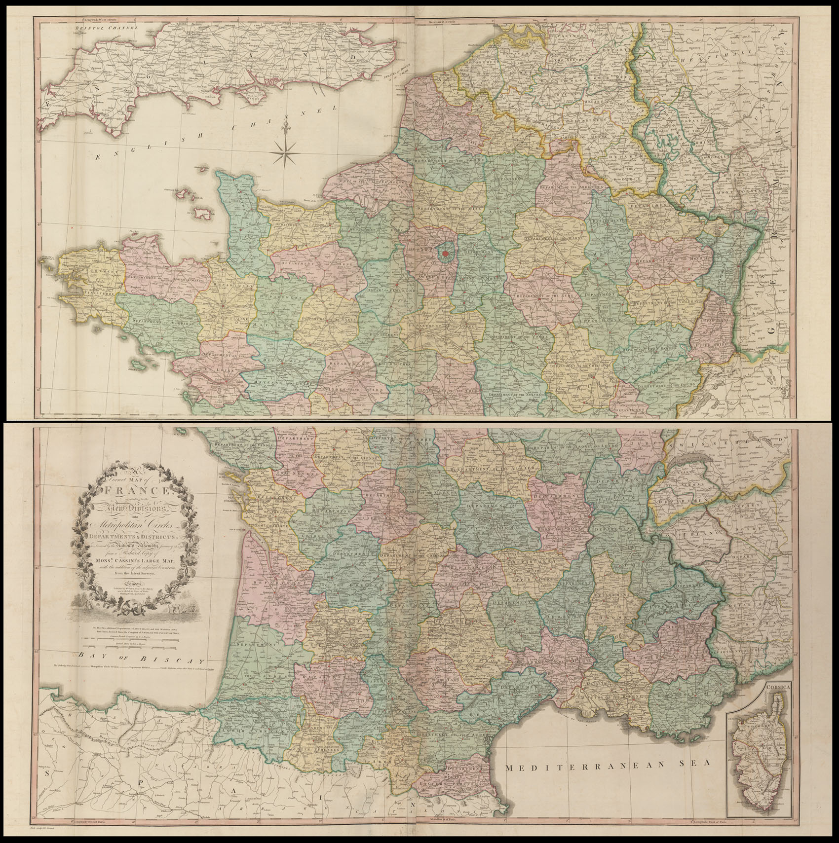 FADEN, William, [after] Cesar Francois CASSINI [DE THURY] A Correct Map of France