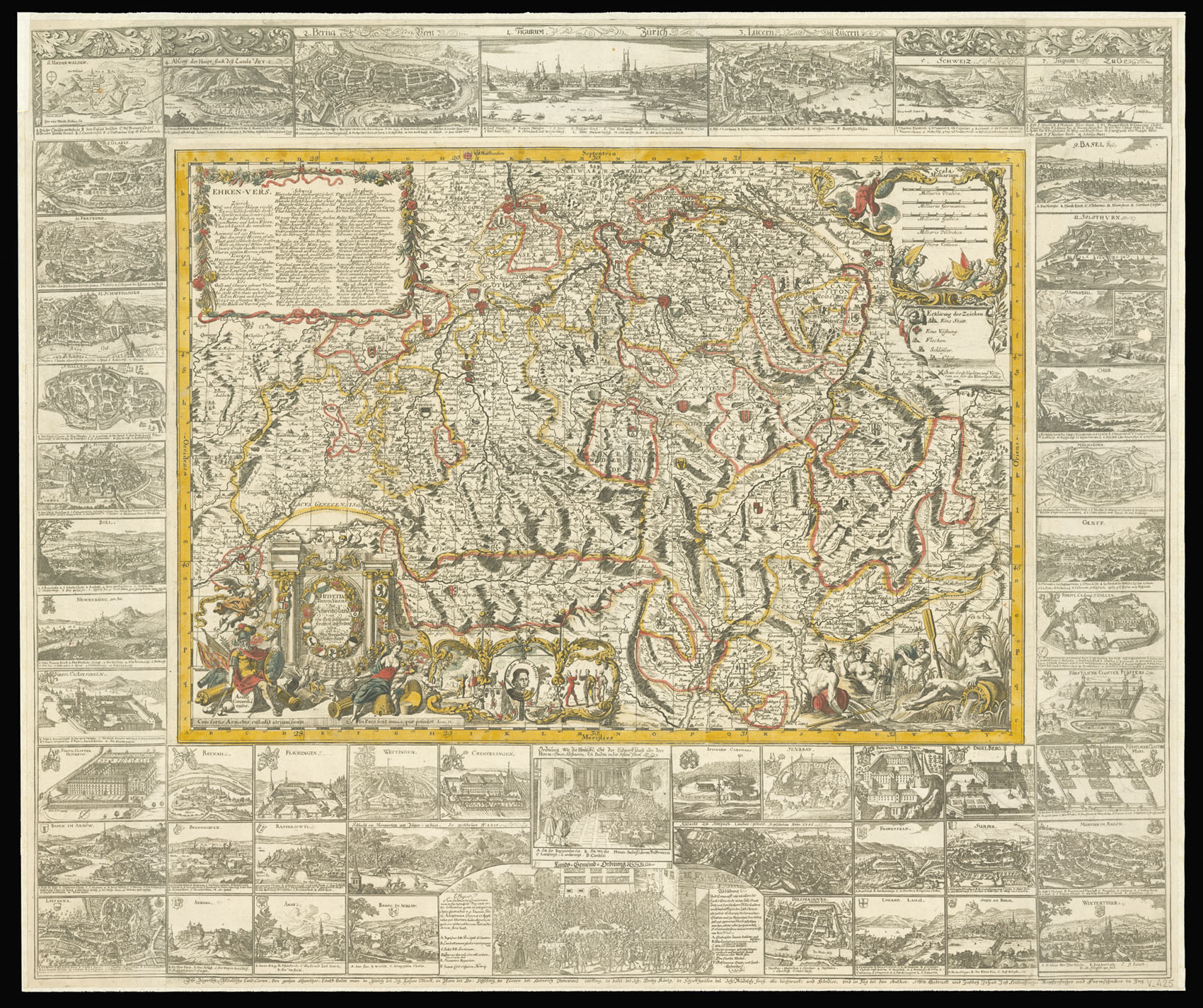 BODENEHR, Johann Georg Helvetia Rhaetia, Valesia = Das Schweitzerland : ein von Gott gesegneter Freyheit- und Friedenssitz und der Mit-Verpündten Vatter-land.