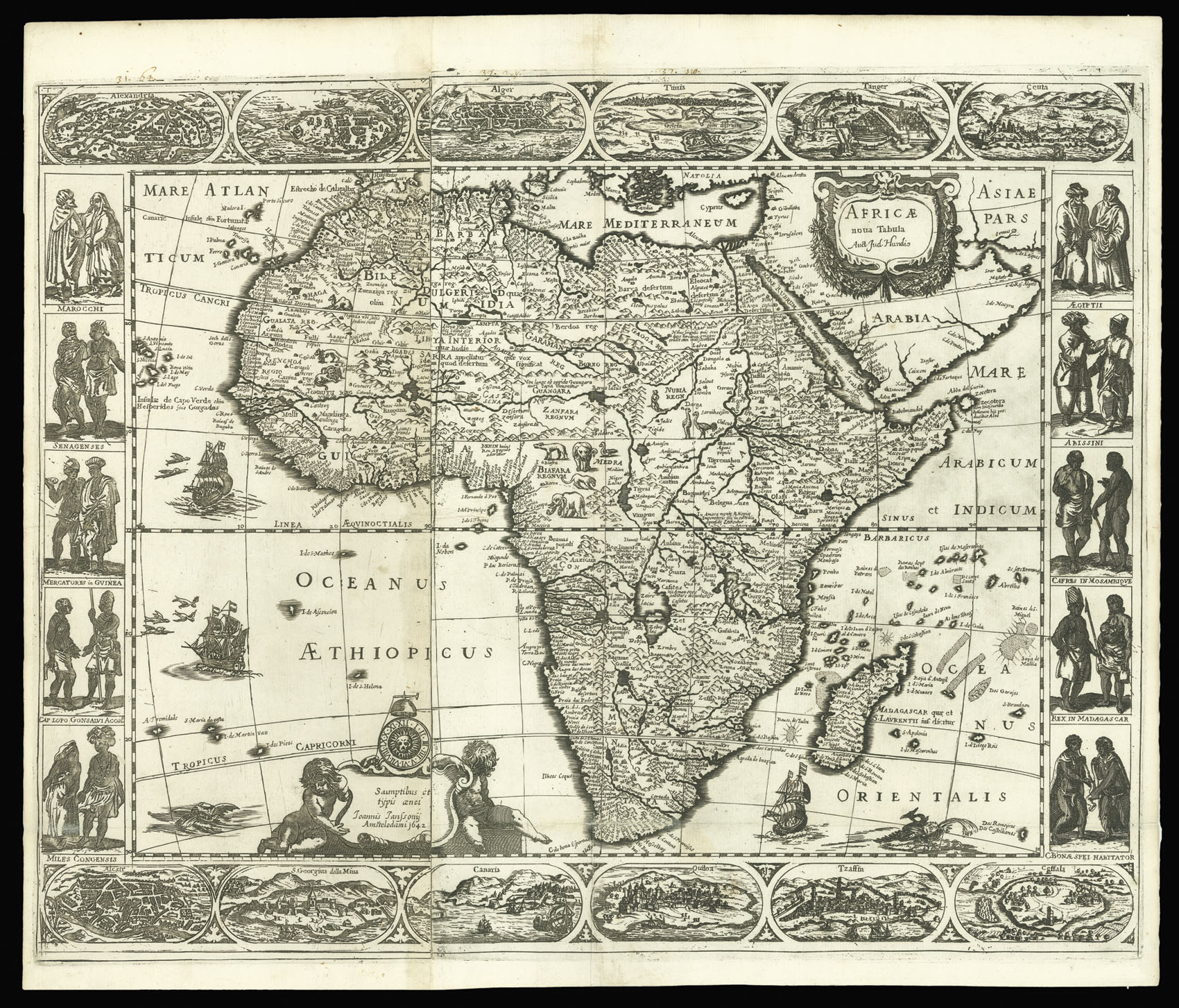 HONDIUS, Jodocus Africae nova Tabula Auct. Jud. Hundio.