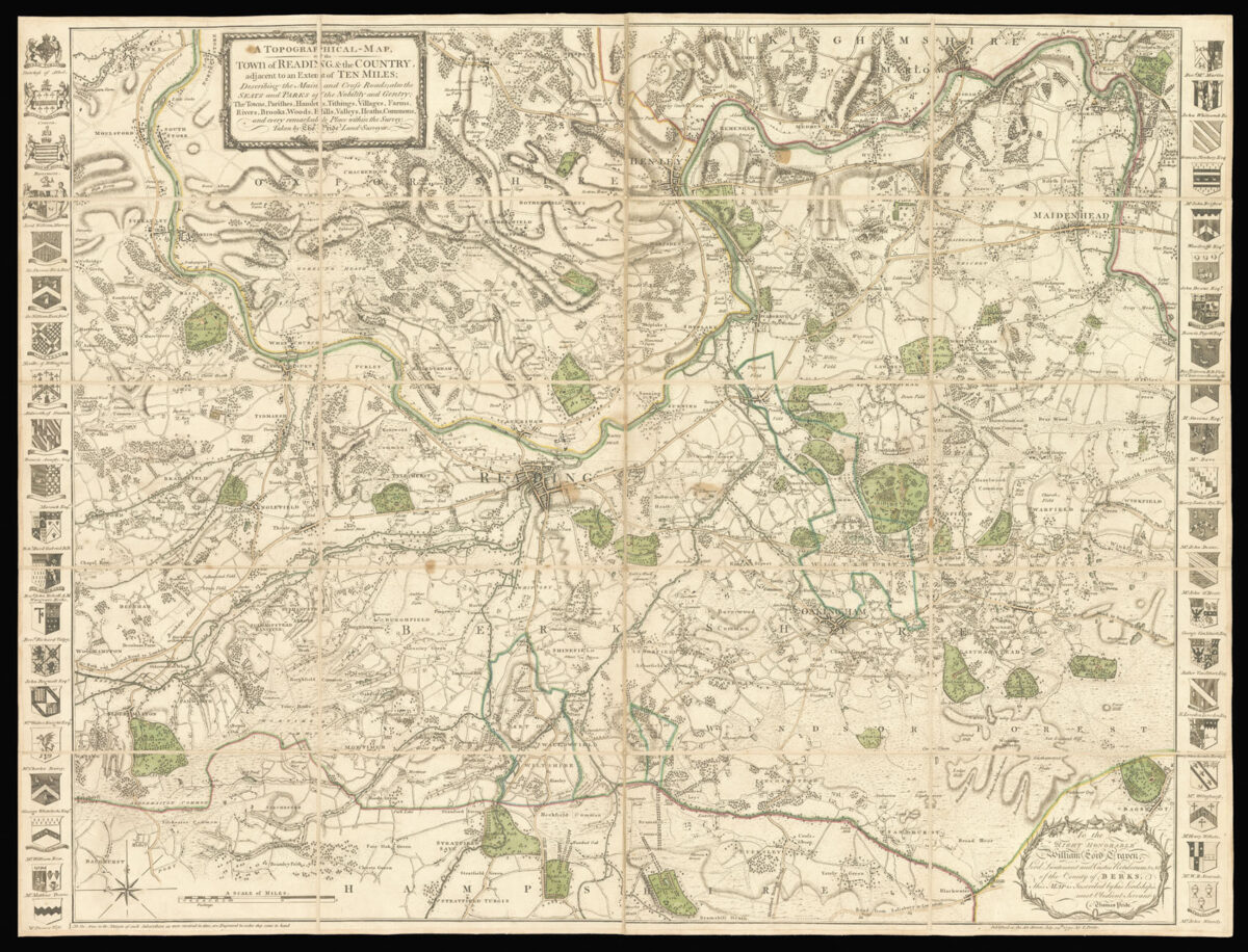 PRIDE, Thomas A Topographical Map of the Town of Reading & the Country,