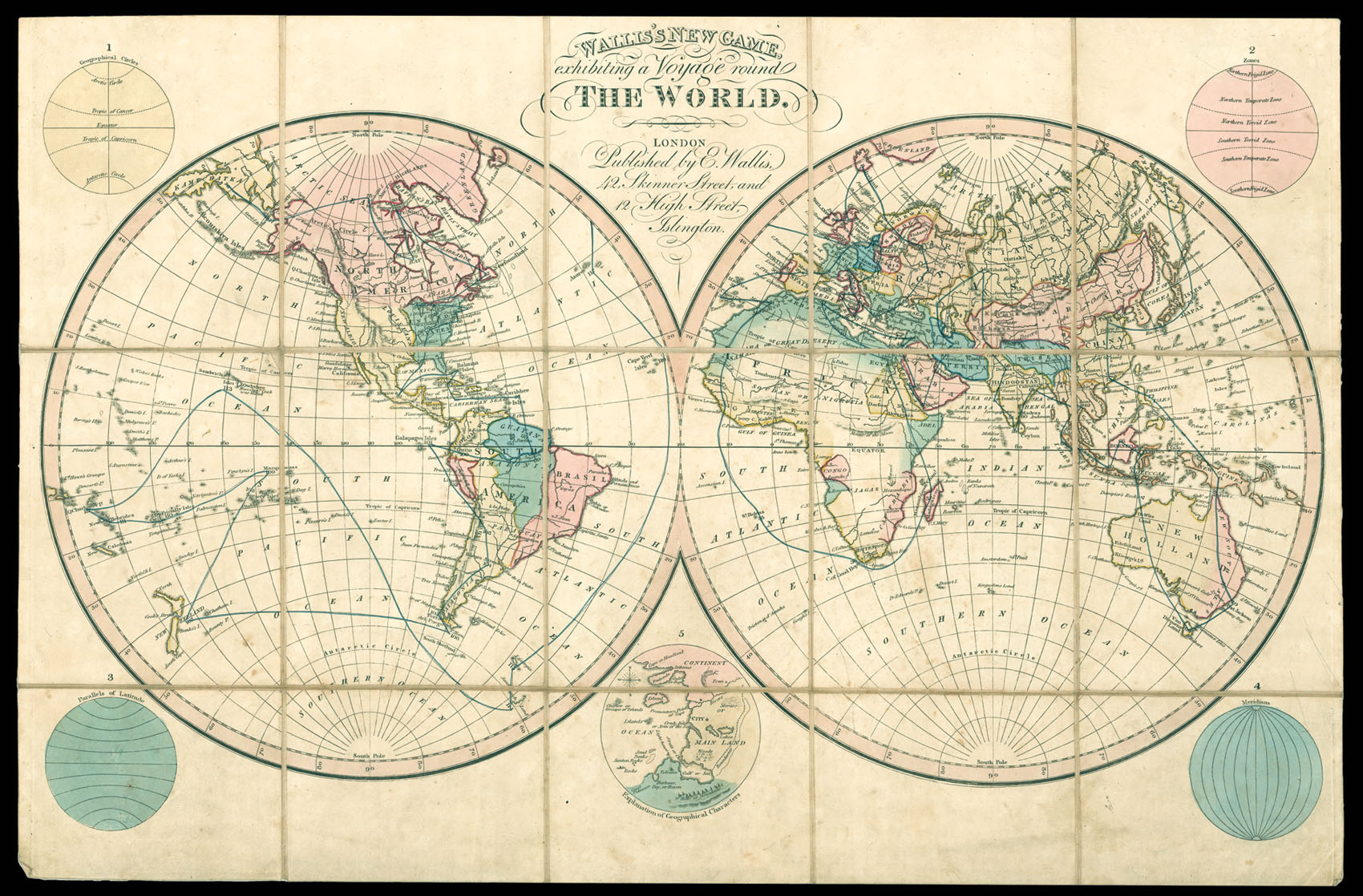 WALLIS, Edward Wallis's New Game, Exhibiting a Voyage round The World.