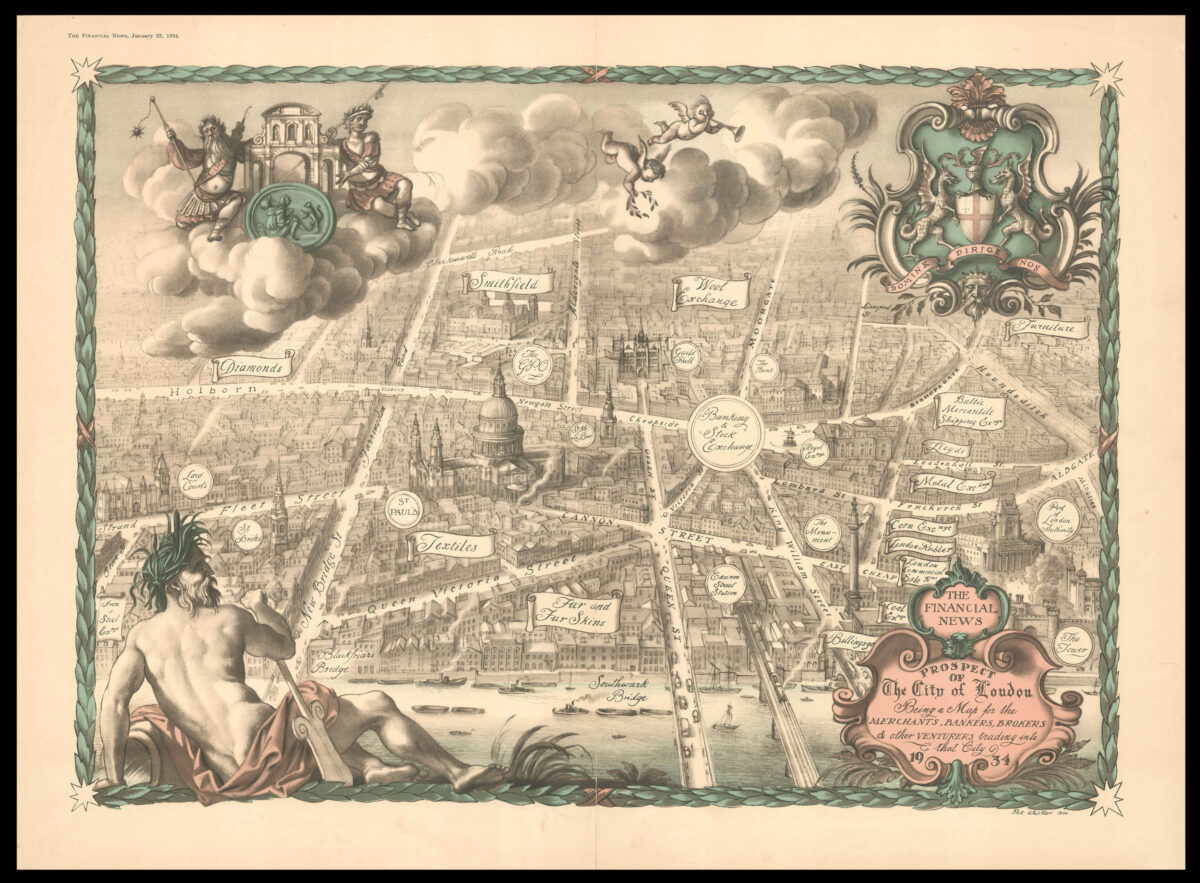 WHISTLER, Reginald John "Rex" The Financial News. Being a Map for the Merchants, Bankers, Brokers & other Ventures trading in that City.