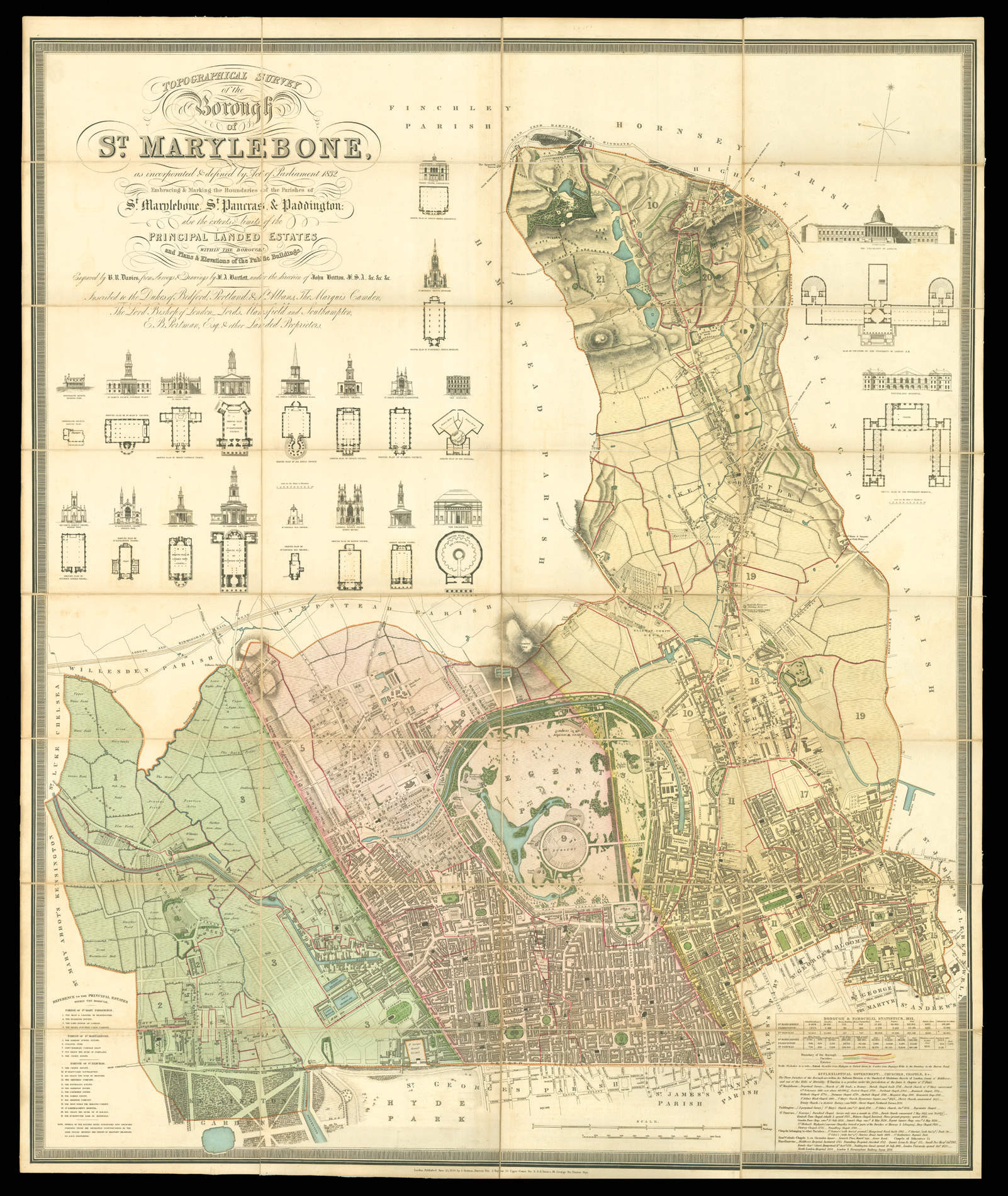 BARTLETT, F. A. Topographical Survey of the Borough of St. Marylebone,