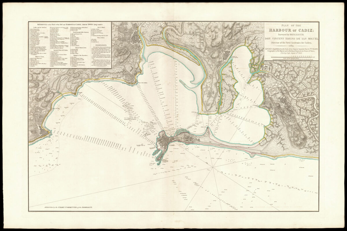 FADEN, William [after] Vincente TOFINO DE SAN MIGUEL Plan of the Harbour of Cadiz