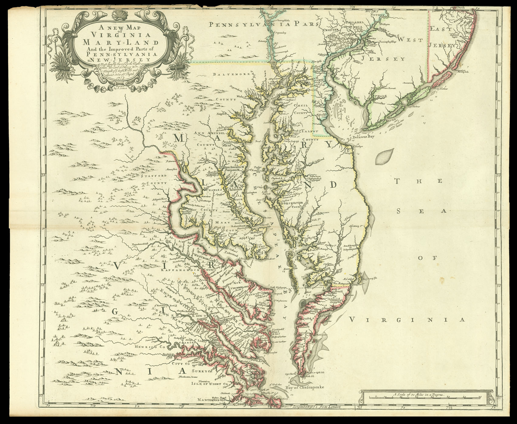 SENEX, J. A New Map of Virginia, Maryland and the Improved Parts of Pennsylvania & New Jersey