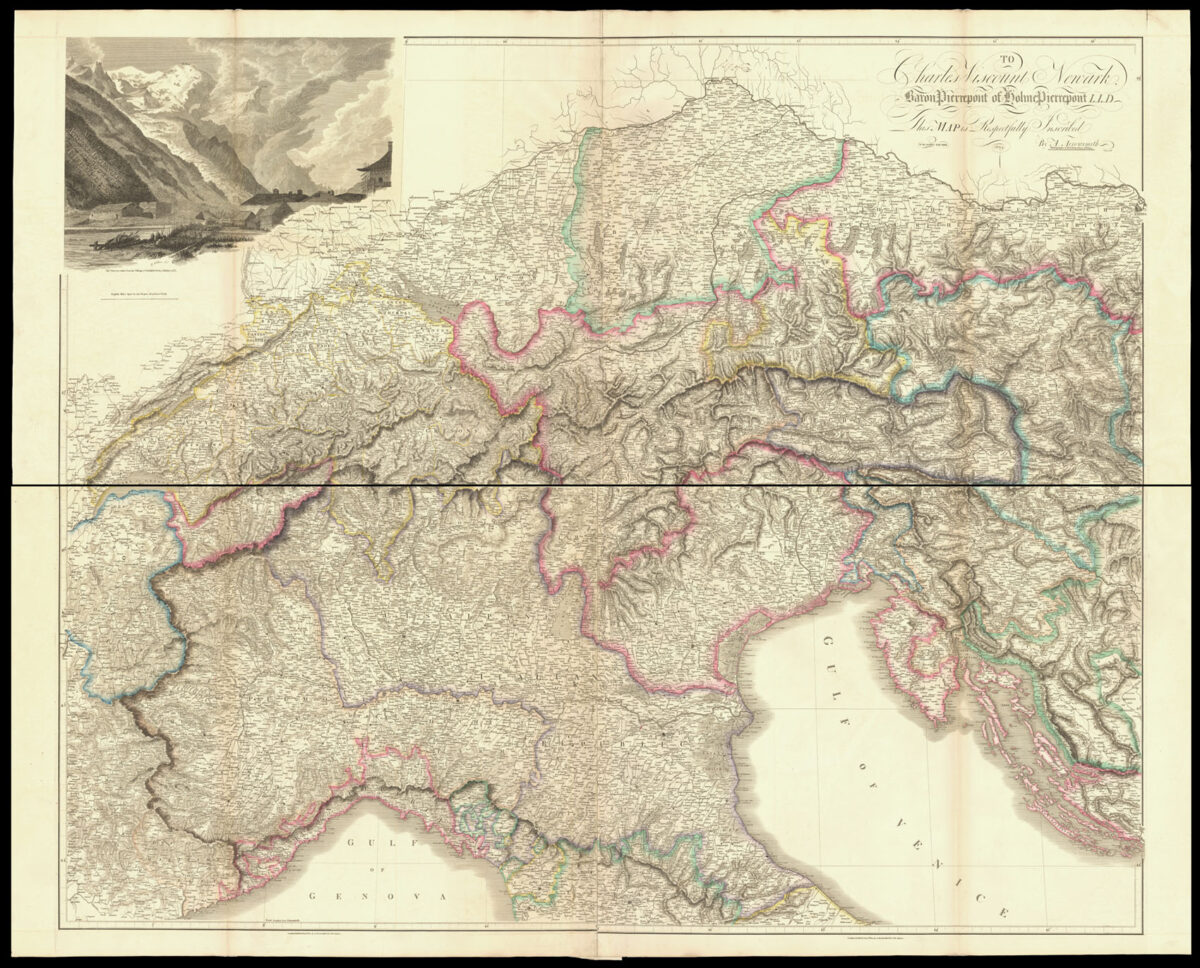 ARROWSMITH, Aaron Map of the Alpine Country in the South of Europe: By A. Arrowsmith.