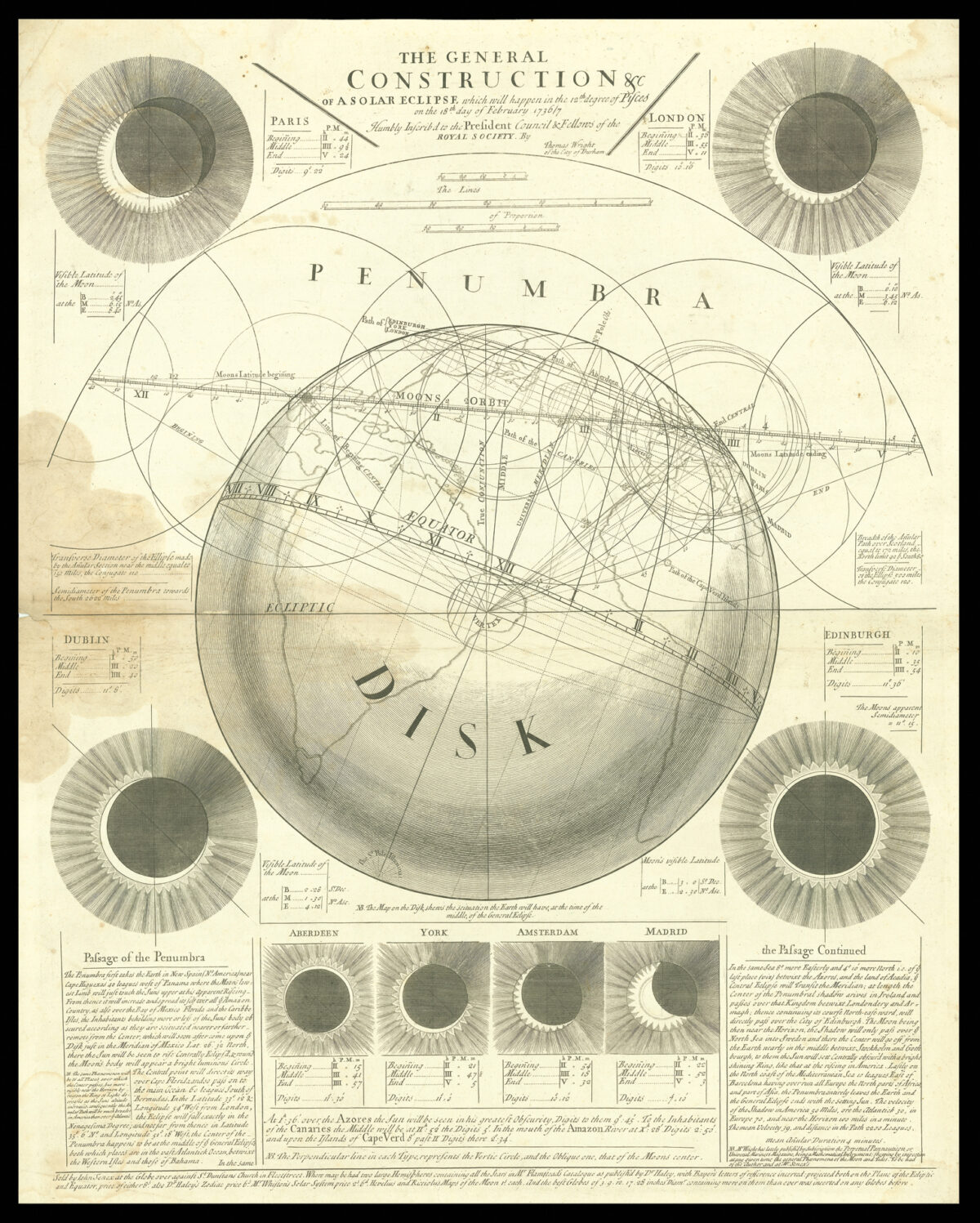WRIGHT, Thomas The General Construction &c of a Solar Eclipse
