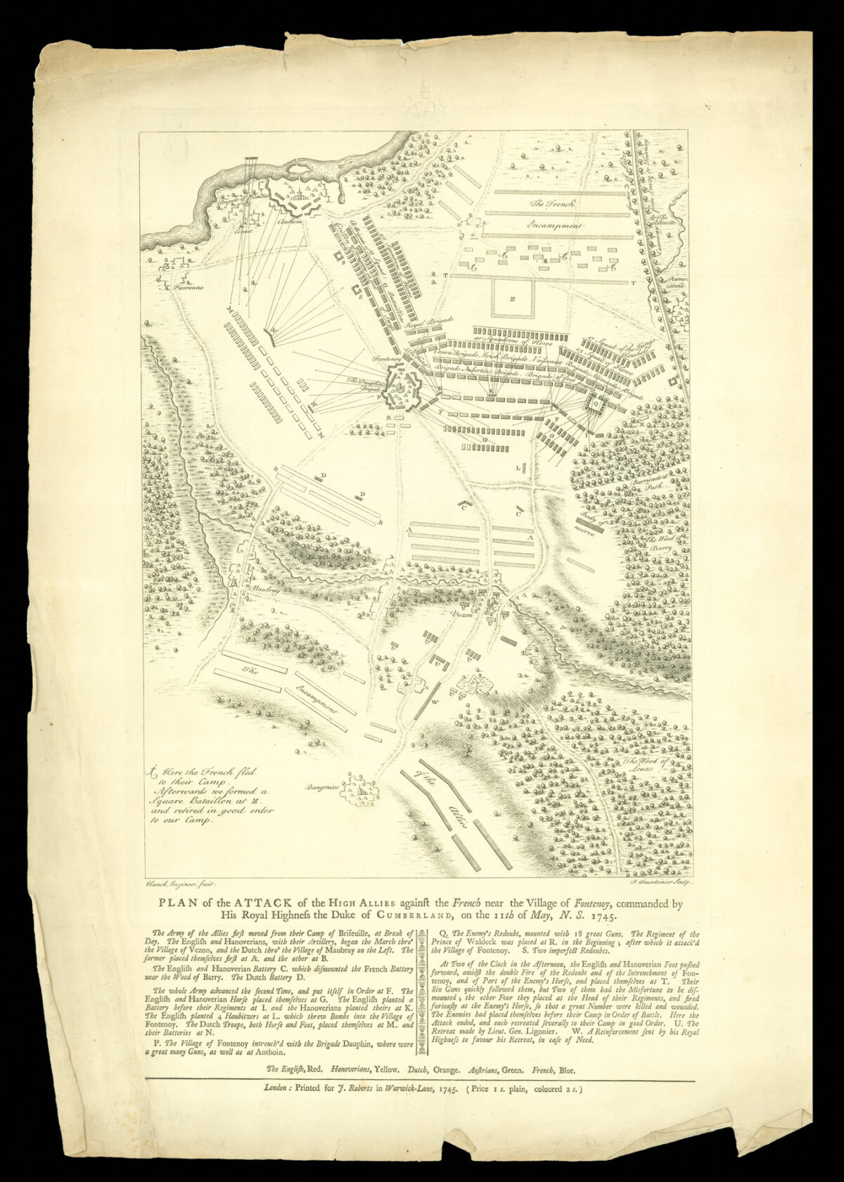 HANCK [Untitled Plan of the Battle of Fontenoy]