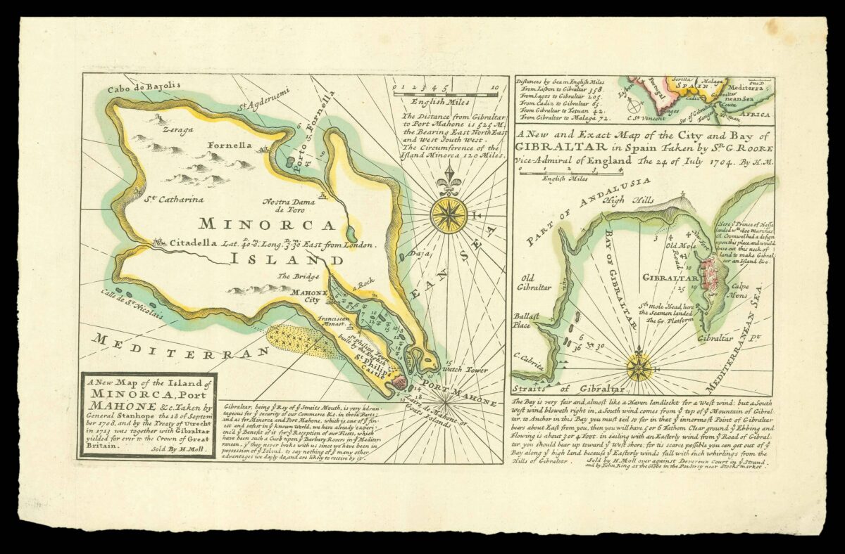 MOLL, Herman A New Map of the Island of Minorca, Port Mahone &c.