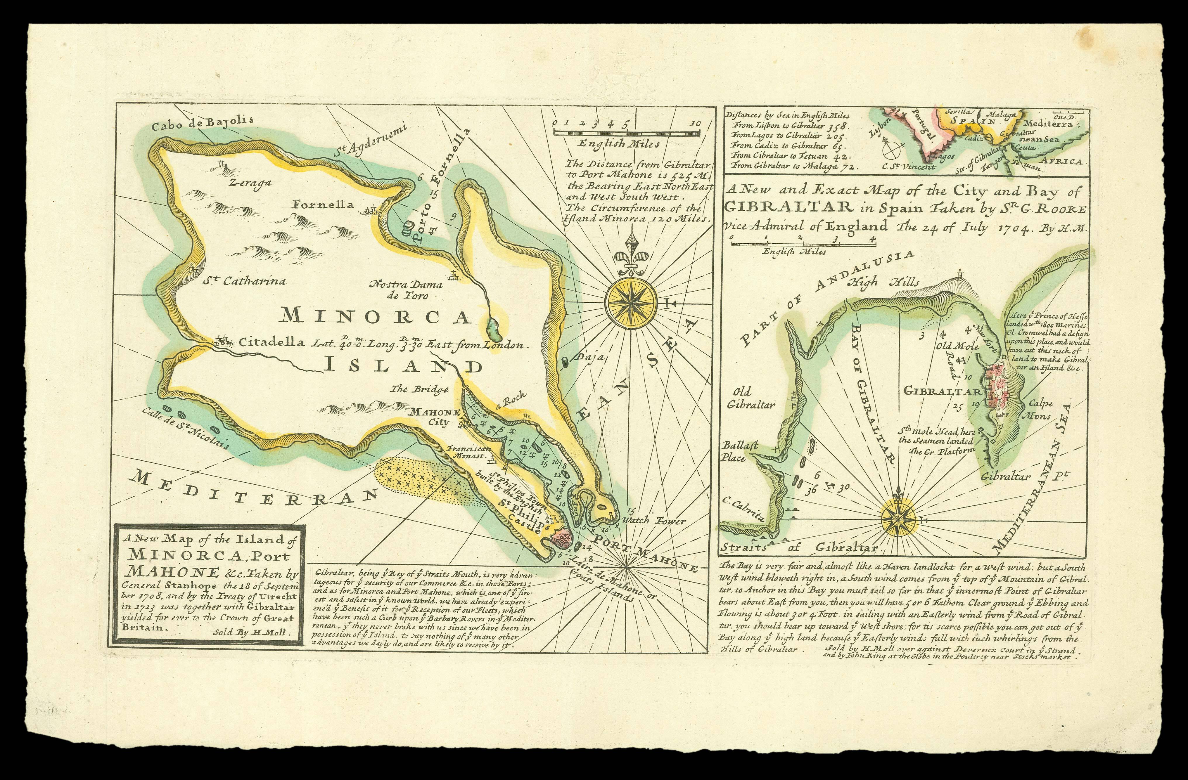 MOLL, Herman A New Map of the Island of Minorca, Port Mahone &c.