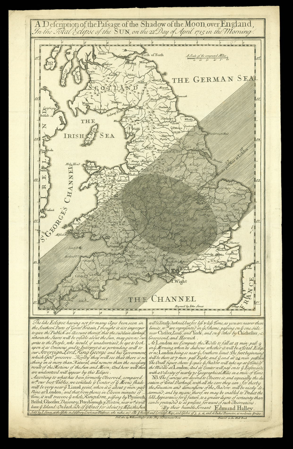 HALLEY, Edmond A Description of the Passage of the Shadow of the Moon, over England