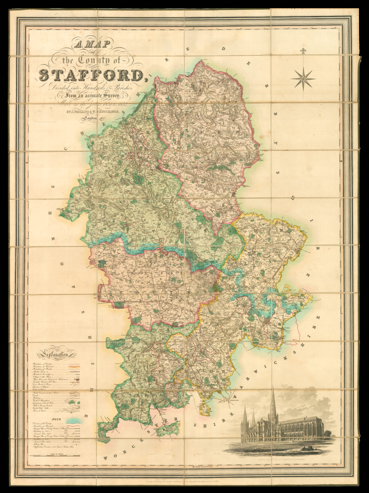 PHILLIPS, J[ohn] & HUTCHINGS, W. F. A Map of the County of Stafford