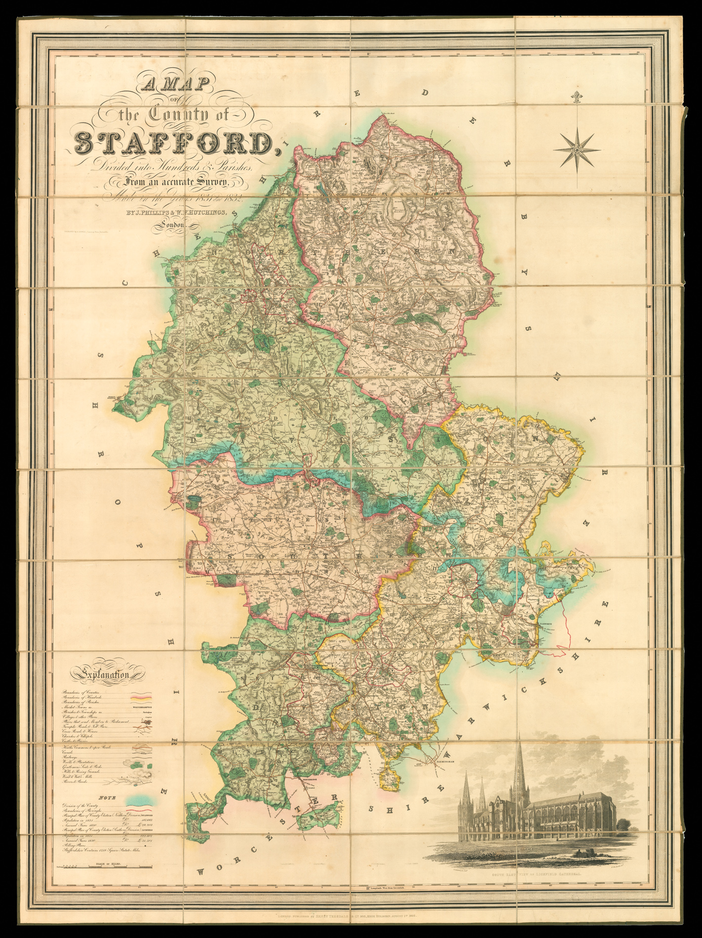 PHILLIPS, J[ohn] & HUTCHINGS, W. F. A Map of the County of Stafford