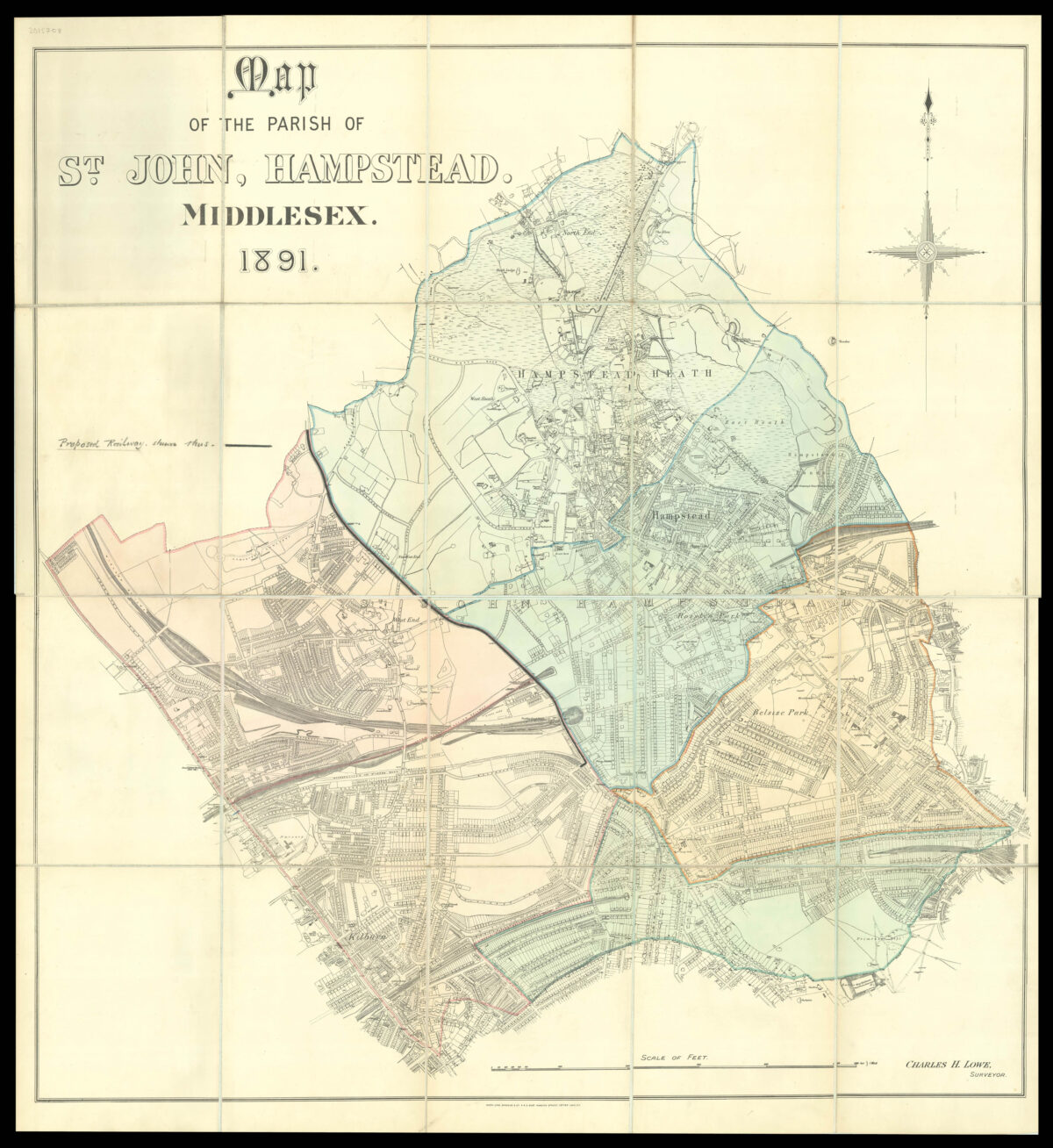 LOWE, Charles H. Map of the Parish of.St. John, Hampstead