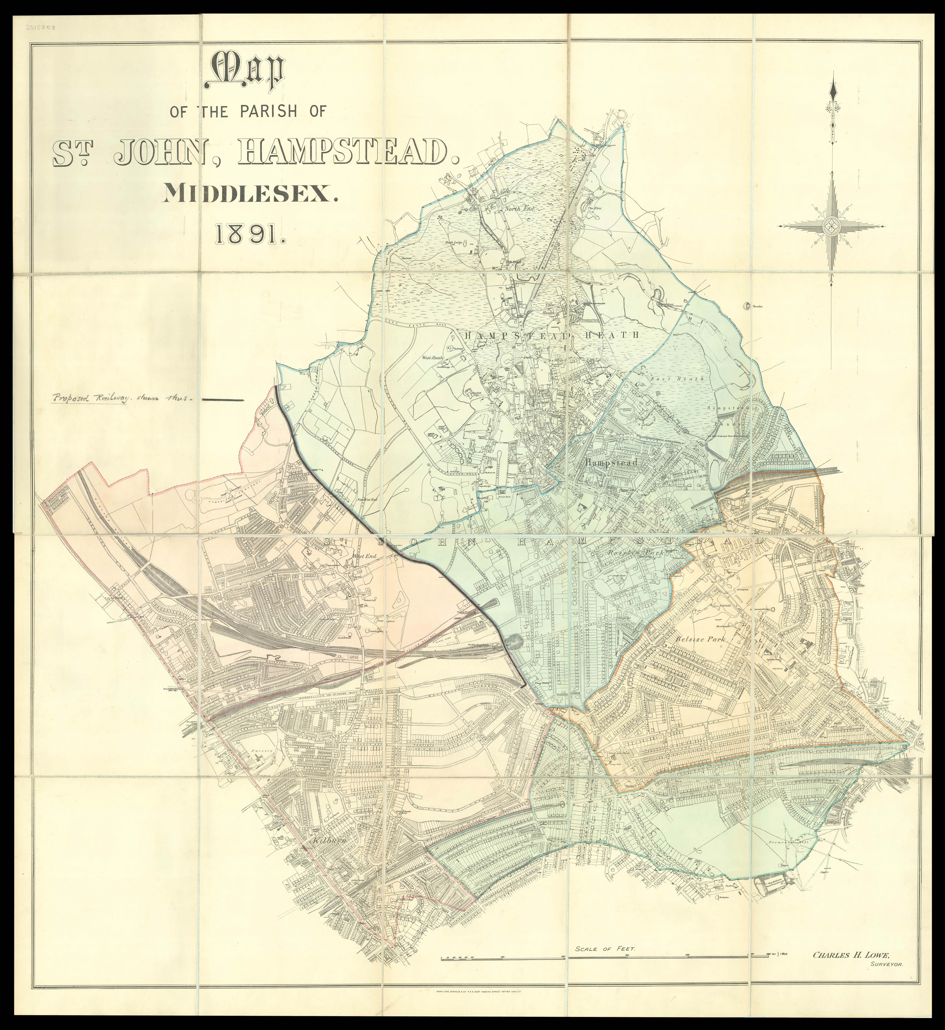 LOWE, Charles H. Map of the Parish of.St. John, Hampstead