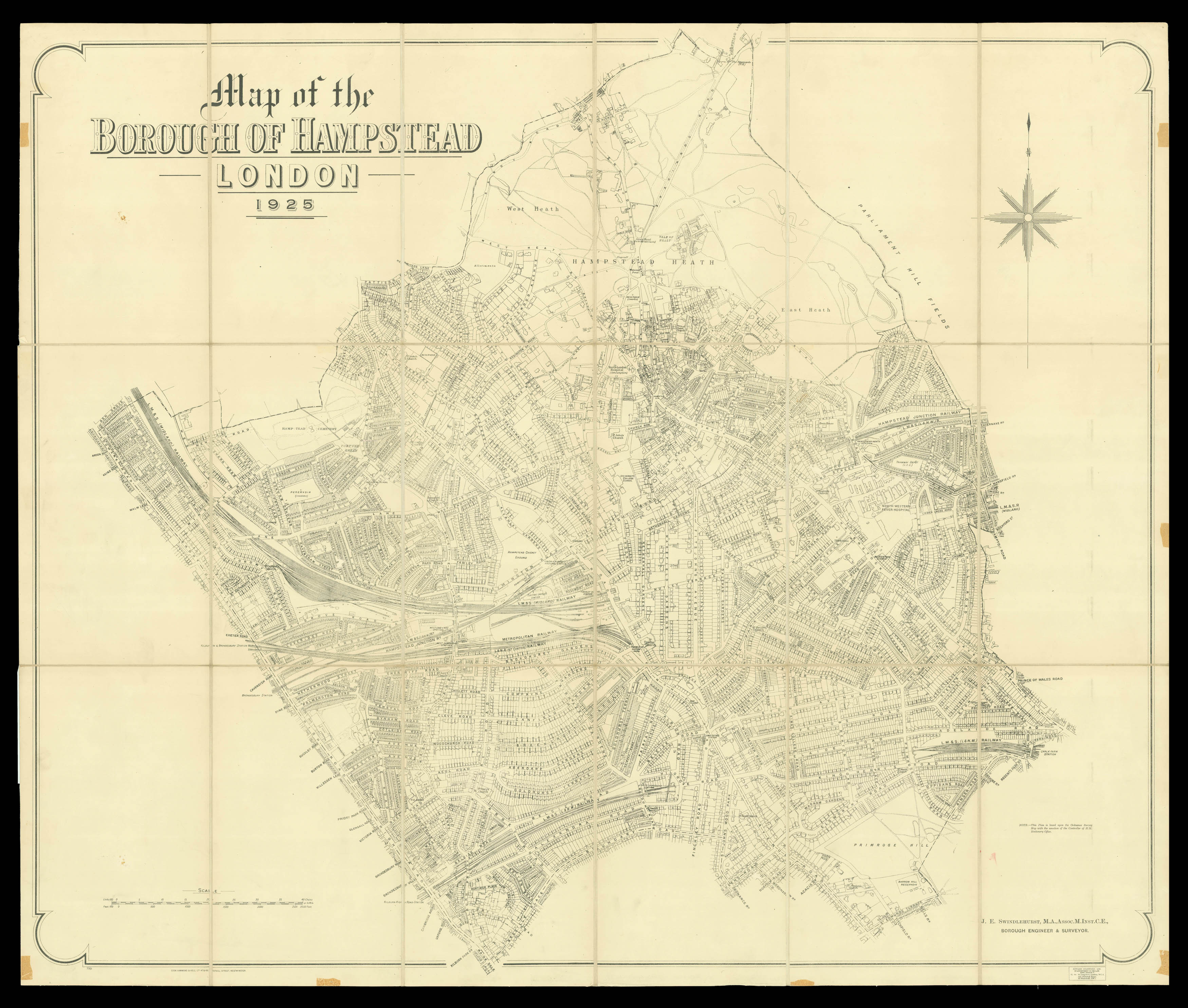 SWINDLEHURST, J.E. Map of the Borough of Hampstead