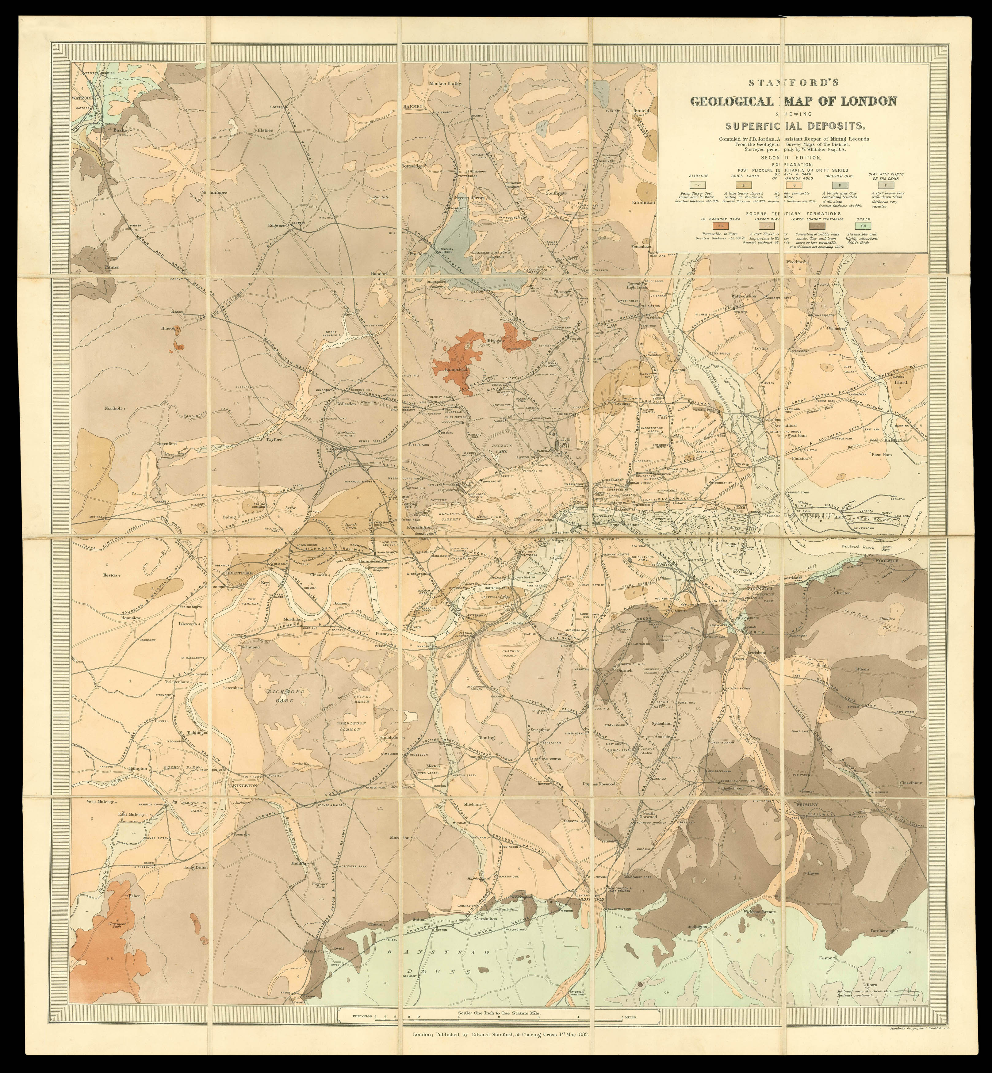 STANFORD, Edward Stanford's Geological Map of London