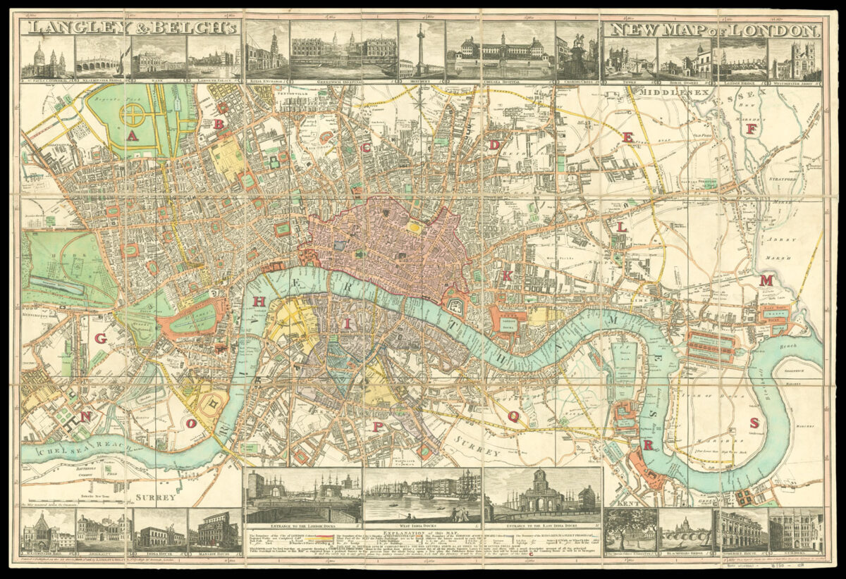 LANGLEY, Edward, & William BELCH Langley and Belch's New Map of London [with] Langley & Belch's Street Directory