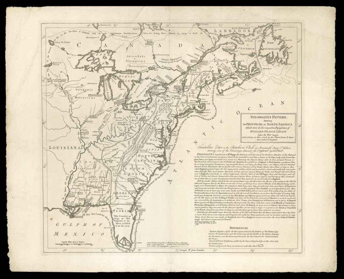 SAYER, Robert Theodolite's Pattern, shewing the Provinces in North America
