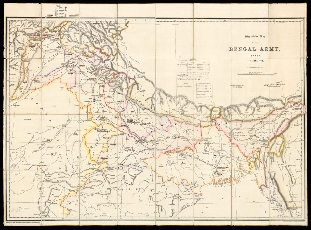 WATERHOUSE, Captain J. Disposition Map of the Bengal Army, dated 1st June 1875.