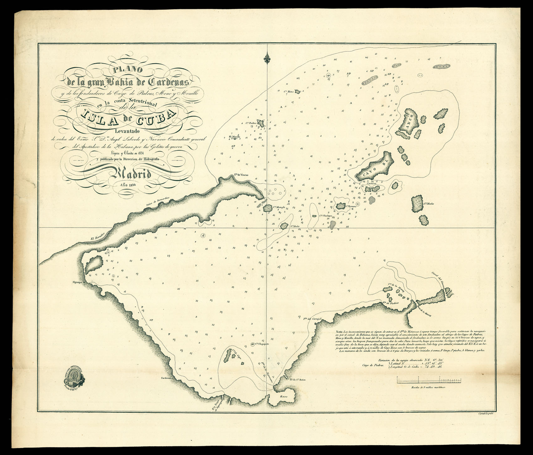 DIRECCION HIDROGRAFICA Plano de la gran Bahia de Cardenas... Cuba