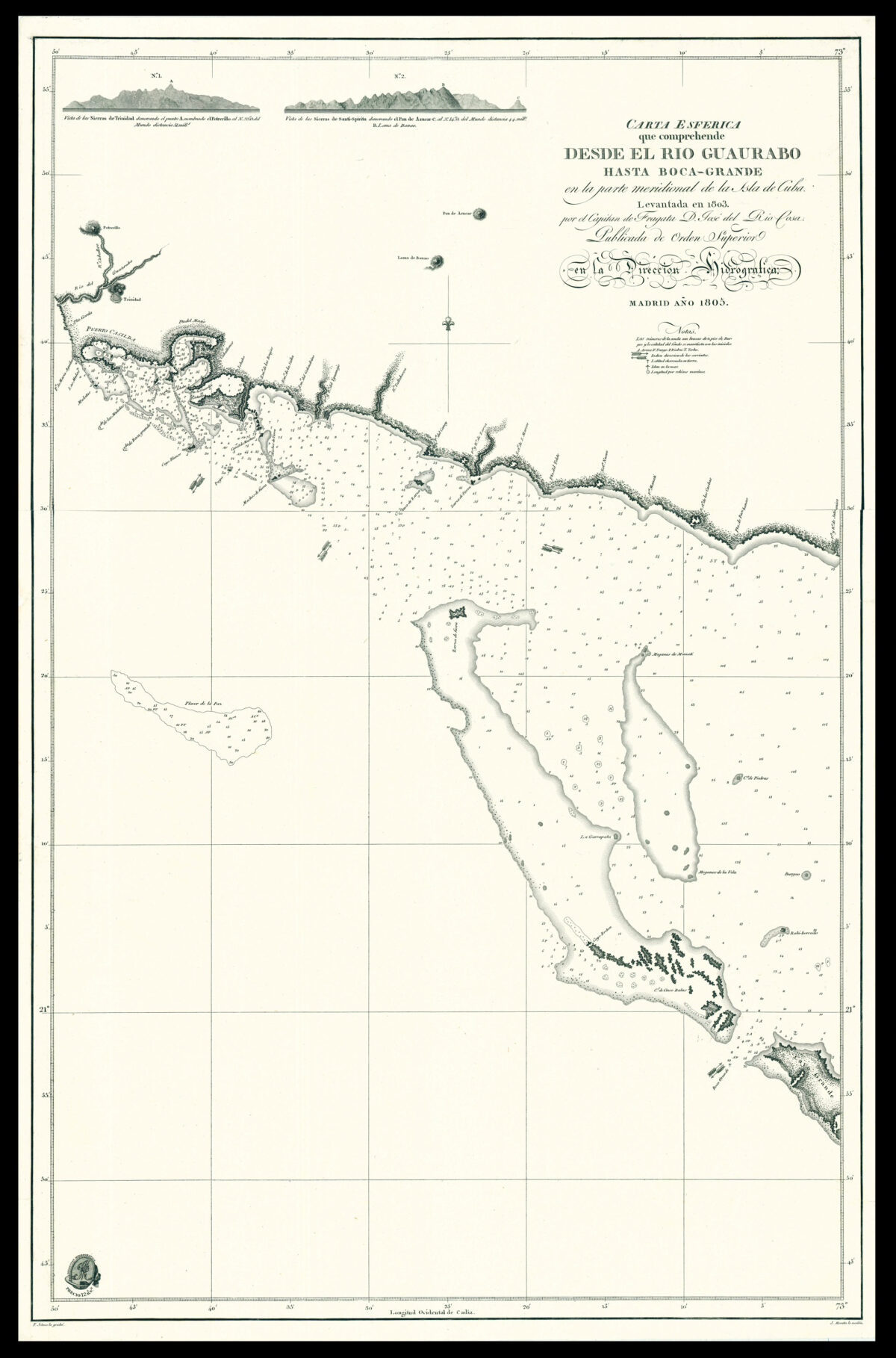 DIRECCION HIDROGRAFICA Carta Esferica que comprehende Desde el Rio Guaurabo Hasta Boca-Grande...