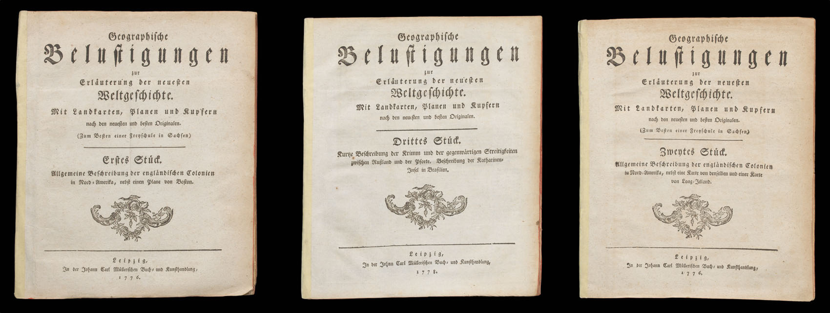MÜLLER, Johann Carl Geographische Belustigungen zur Erläuterung der neuesten Weltgeschichte... Colonien in Nord-Amerika, nebst eien Plane von Boston [and]