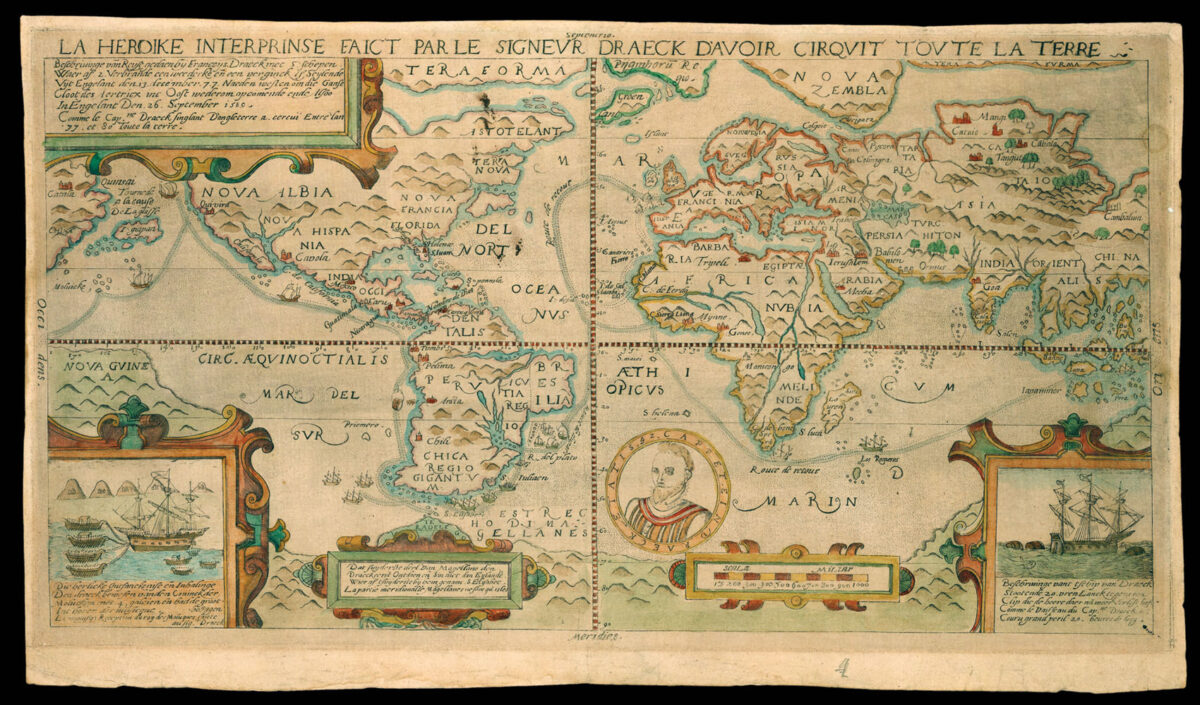 [after VAN SYPE, Nicolas] La heroike interprinse faict par le Signeur Draeck d'avoir cirquit toute la terre.