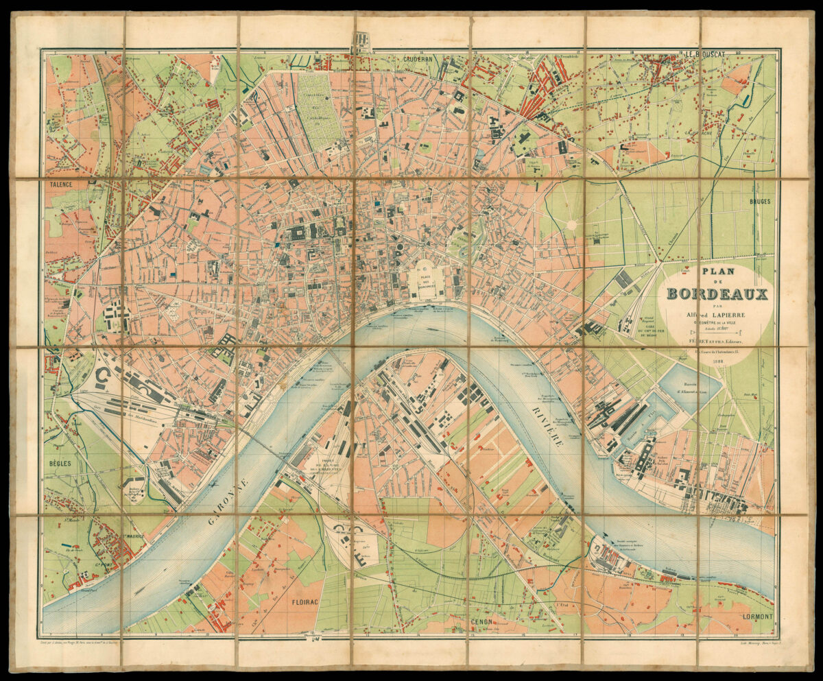 LAPIERRE, Alfred Nouveau Plan de la Ville de Bordeaux A L'Usage des Promeneurs Par Alfred Lapierre