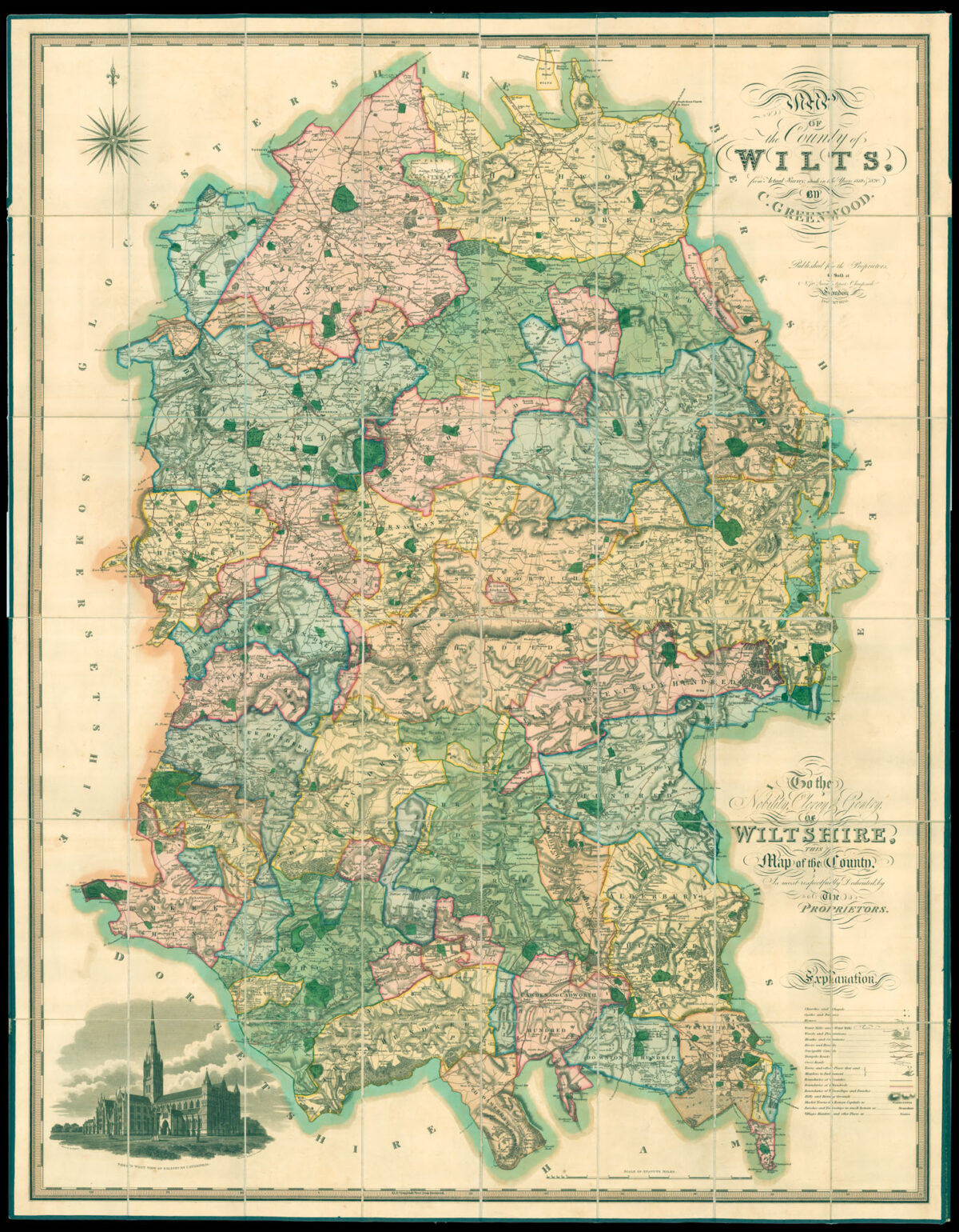GREENWOOD, Christopher Map of the County of Wilts, from an Actual Survey made in the Years 1819 & 1820.