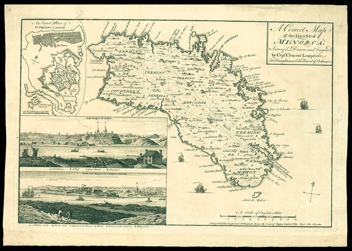 LEMPRIERE, Captain Clement A Correct Map of the Island of Minorca