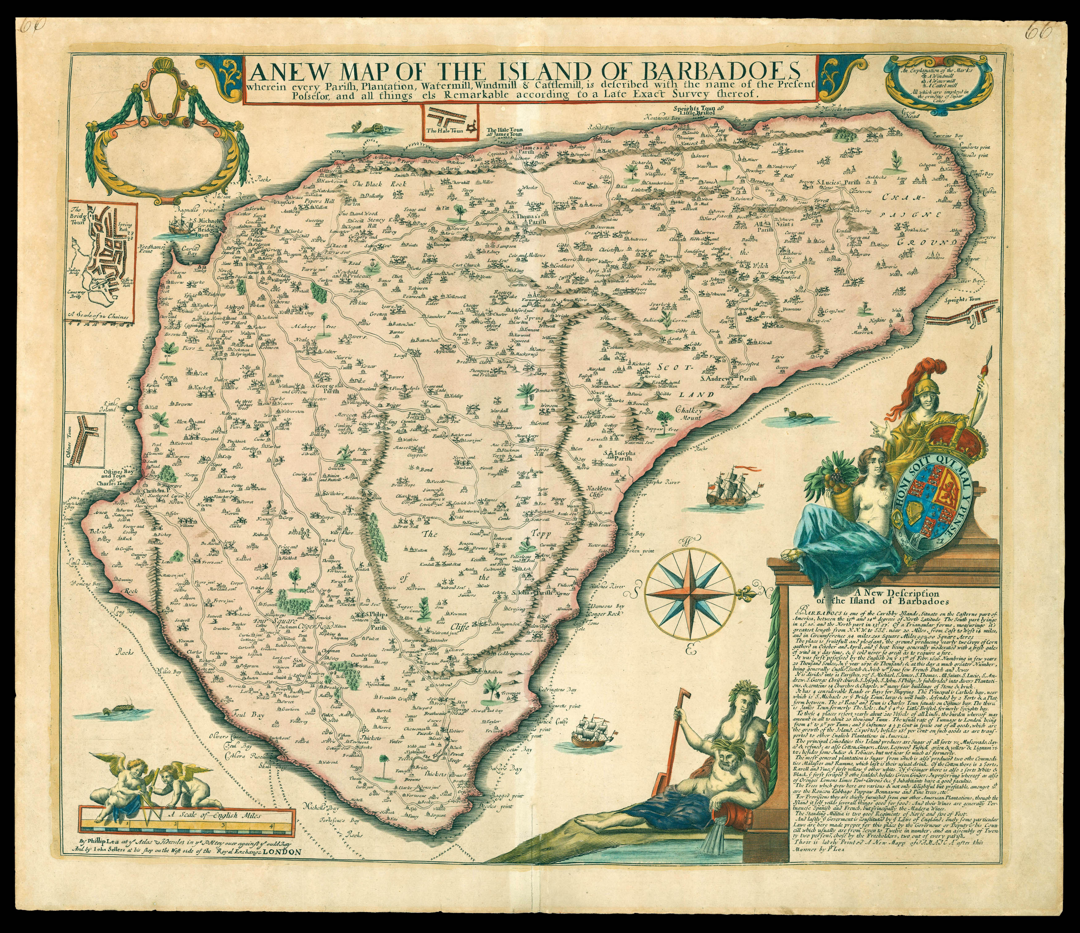 LEA, Philip; FORD, Richard A New Map of the Island of Barbadoes