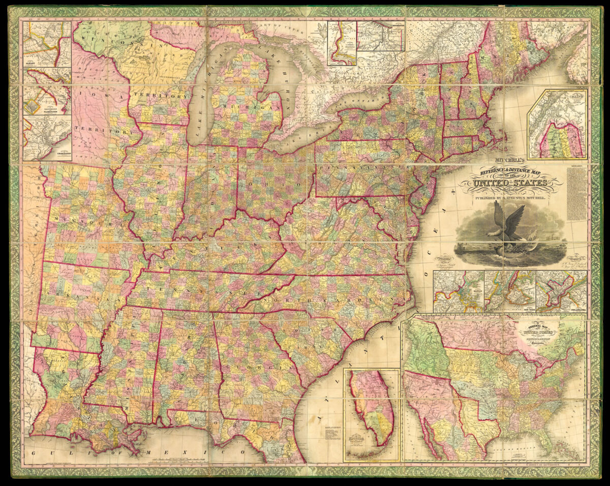 MITCHELL, S. Augustus Mitchell's Reference and Distance Map of the United States