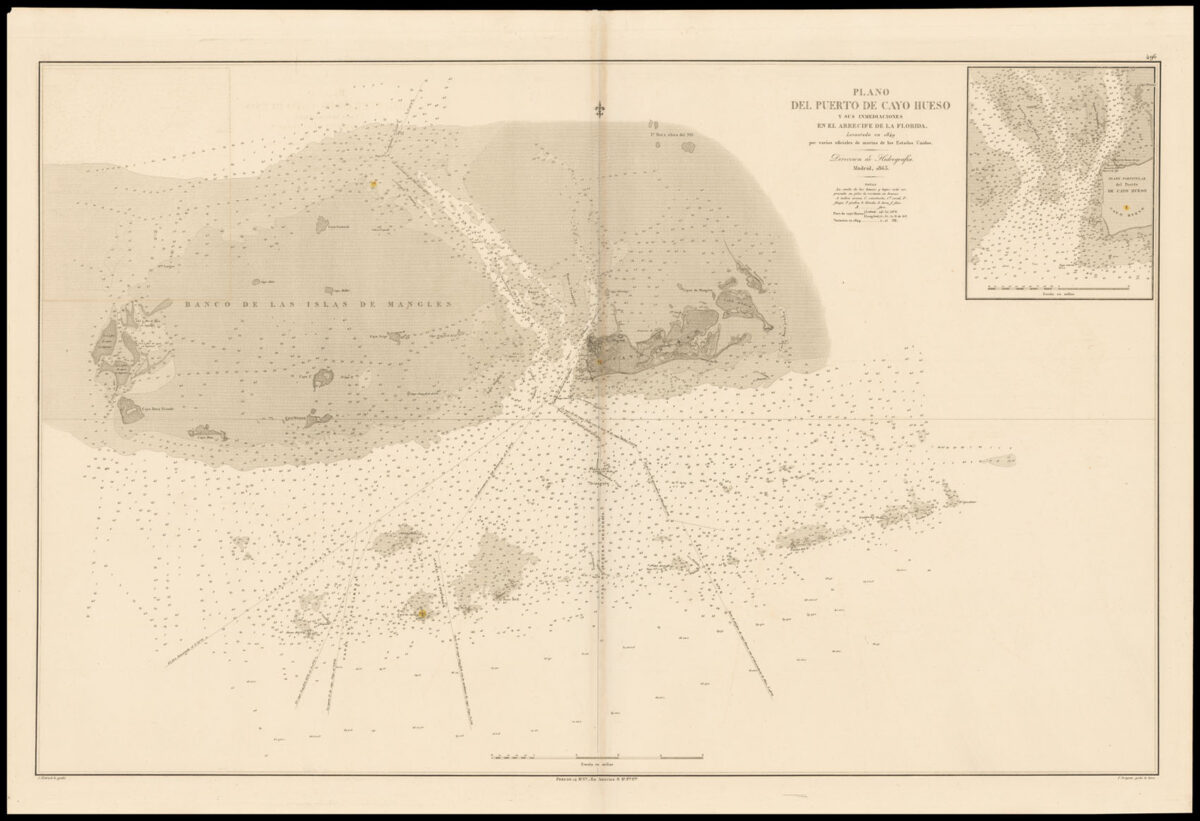 BRYANT, Tomas Plano del Puerto de Cayo Hueso y sus Immediaciones en el Arricife de la Florida, Levantado en 1849 por varios officiales de marine de los Estados Unidos.