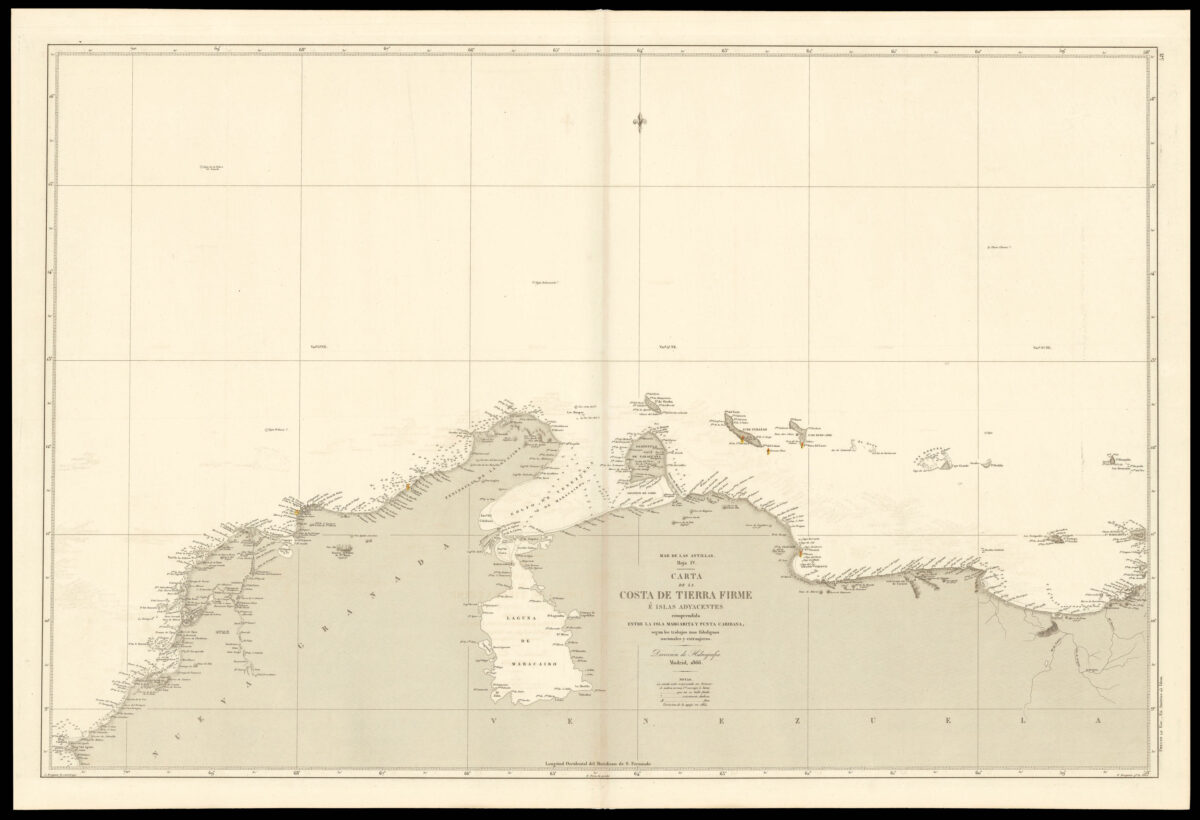 BREGANTE, S Mar de las Antillas Hoya IV. Carta de la Costa de Tierra Firme é Islas Adycentes comprendida entre la Isla Margarita y Punta Caribana...