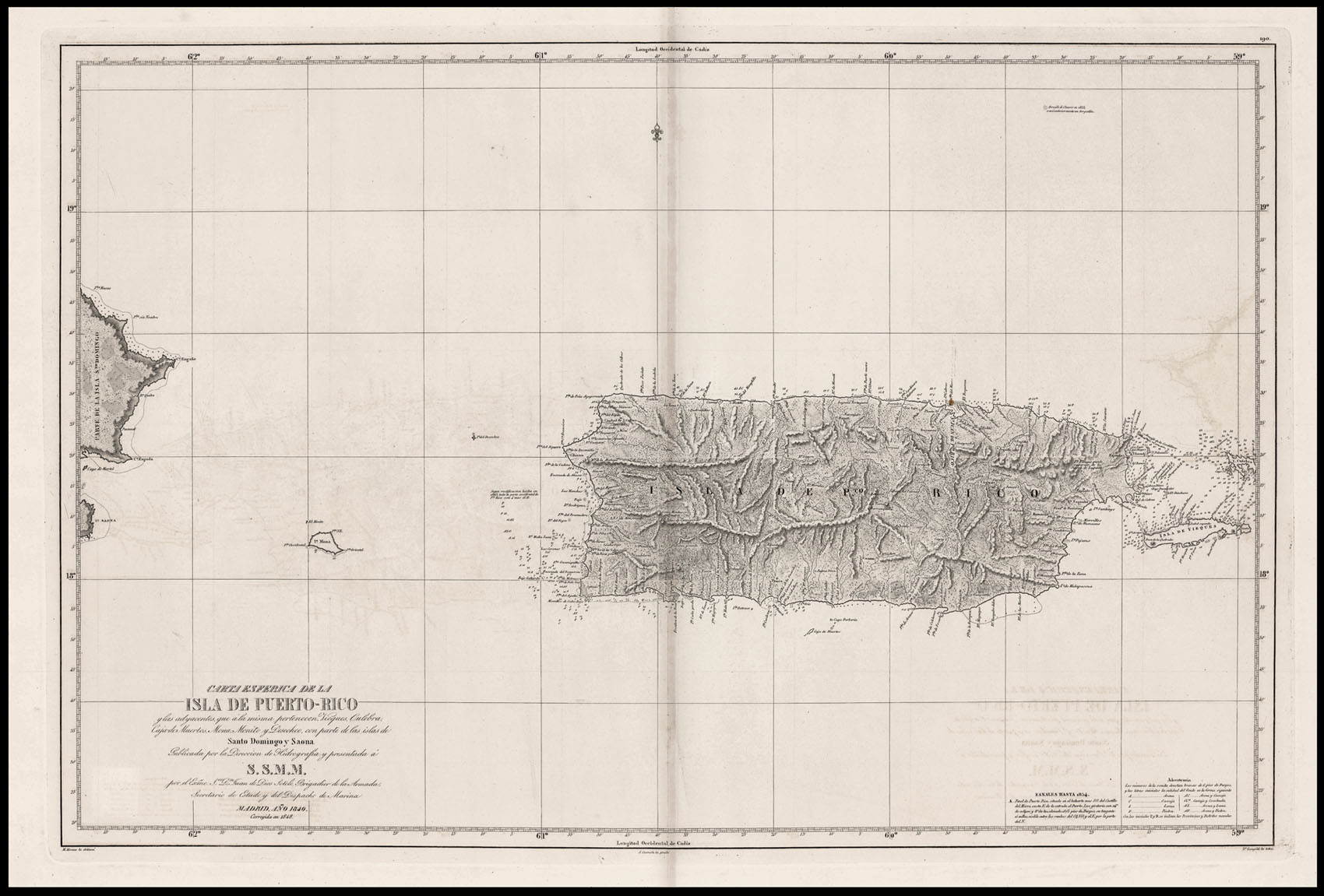 MORENO, Miguel Carta Esferica de la Isla de Puerto-Rico