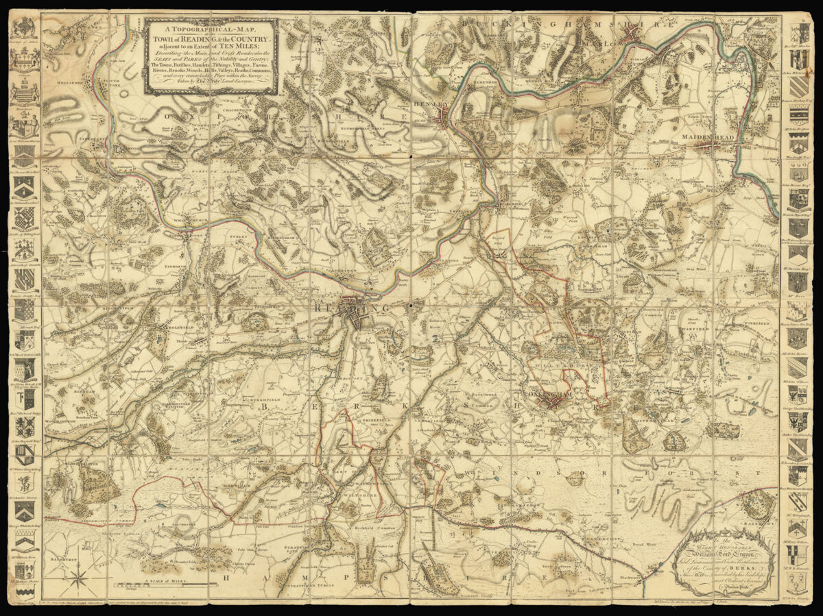 PRIDE, Thomas A Topographical Map of the Town of Reading & the Country,
