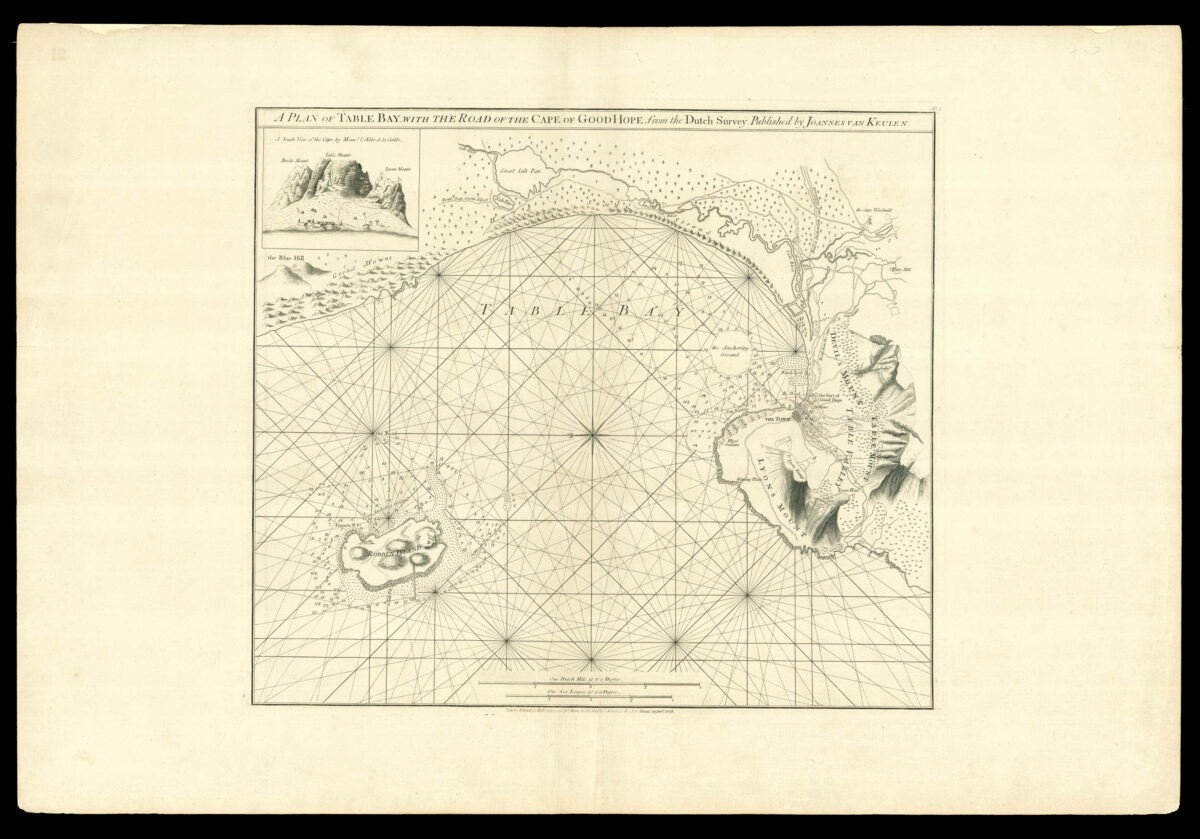SAYER, Robert and BENNETT, John Plan of Table Bay with the Road of the Cape of Good Hope, from the Dutch Survey Published by Joannes van Keulen