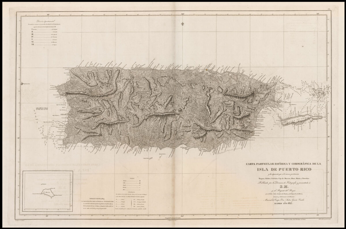 MORENO, Miguel Carta Particular Esférica y Corográfica de la Isla de Puerto-Rico