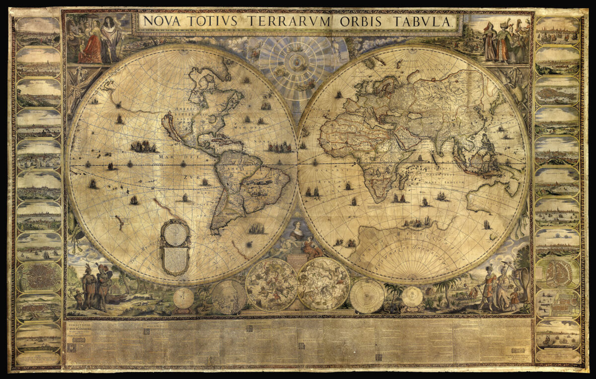 DE WIT, Frederick and Giacomo Giovanni DE ROSSI [Wall Map] Nova Totius Terrarum Orbis Tabula.