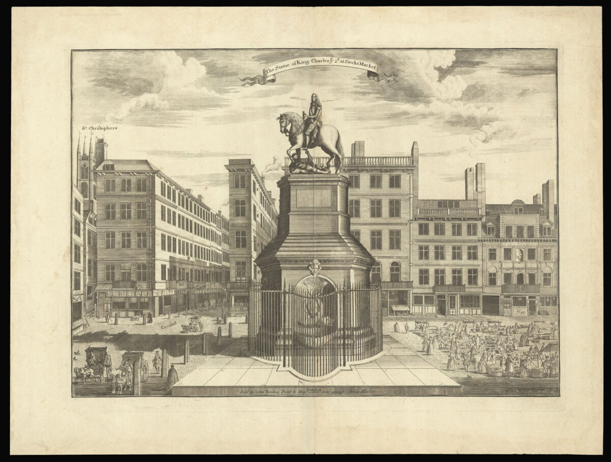NICHOLLS, Sutton The Statue of King Charles ye 2nd at Stocks Market.