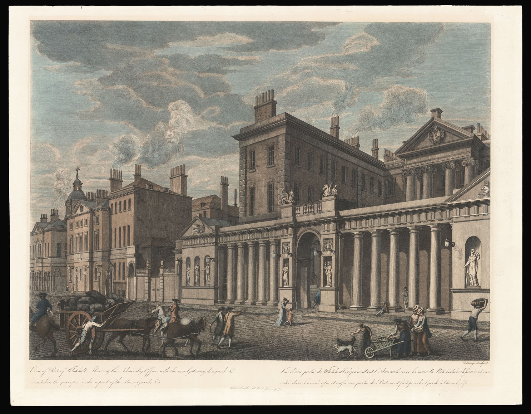 CUNEGO, D[omenico] View of Part of Whitehall, Shewing the Admiralty Office, with the new Gateway designed & executed in the year 1760 & also a part of the Horse Guards, &c.