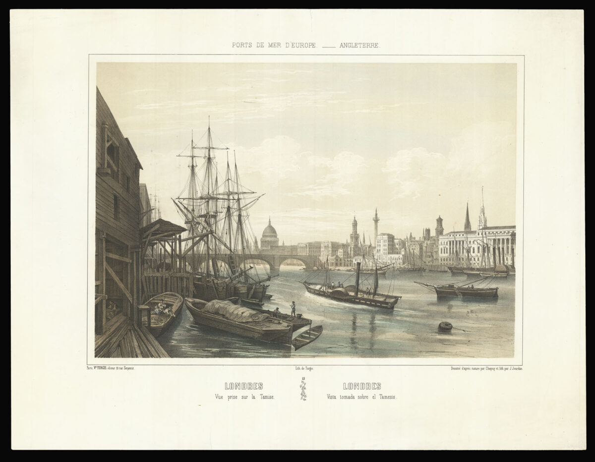 JOURDAN, J. after CHAPUY, [Nicolas Marie Joseph] Londres; Vue prise sur la Tamise.