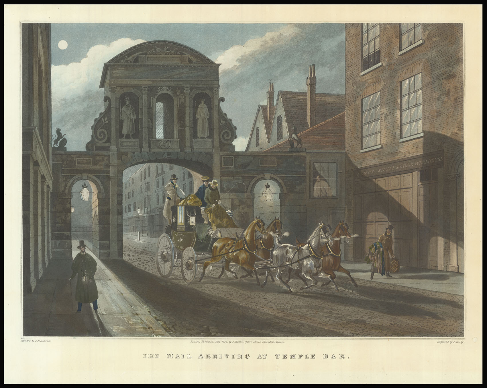 BAILY, J. after NEWHOUSE, C[harles] B. The Mail Arriving at Temple Bar.