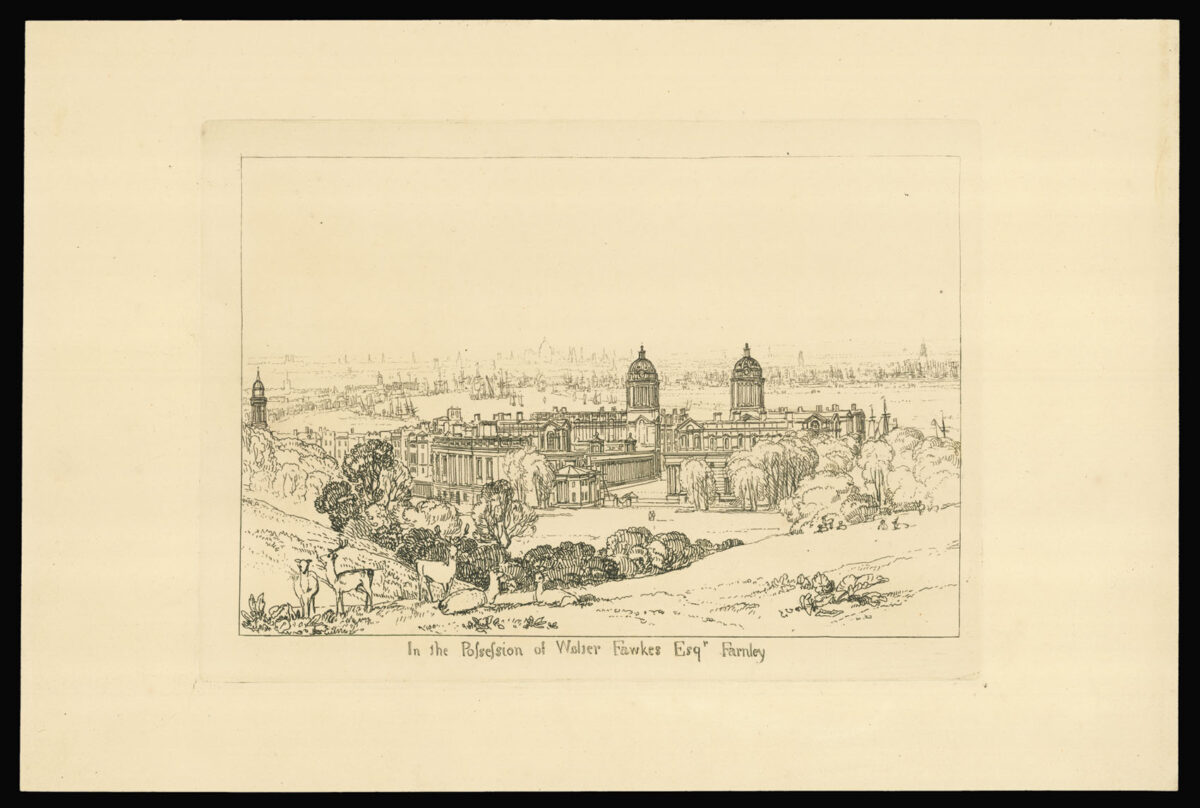 TURNER, C[harles] after TURNER, [Joseph Mallord William]; [TURNER, Joseph Mallord William] London, From Greenwich, Picture in the possession of Walter Fawkes Esqr. Of Farnley; London, from Greenwich.